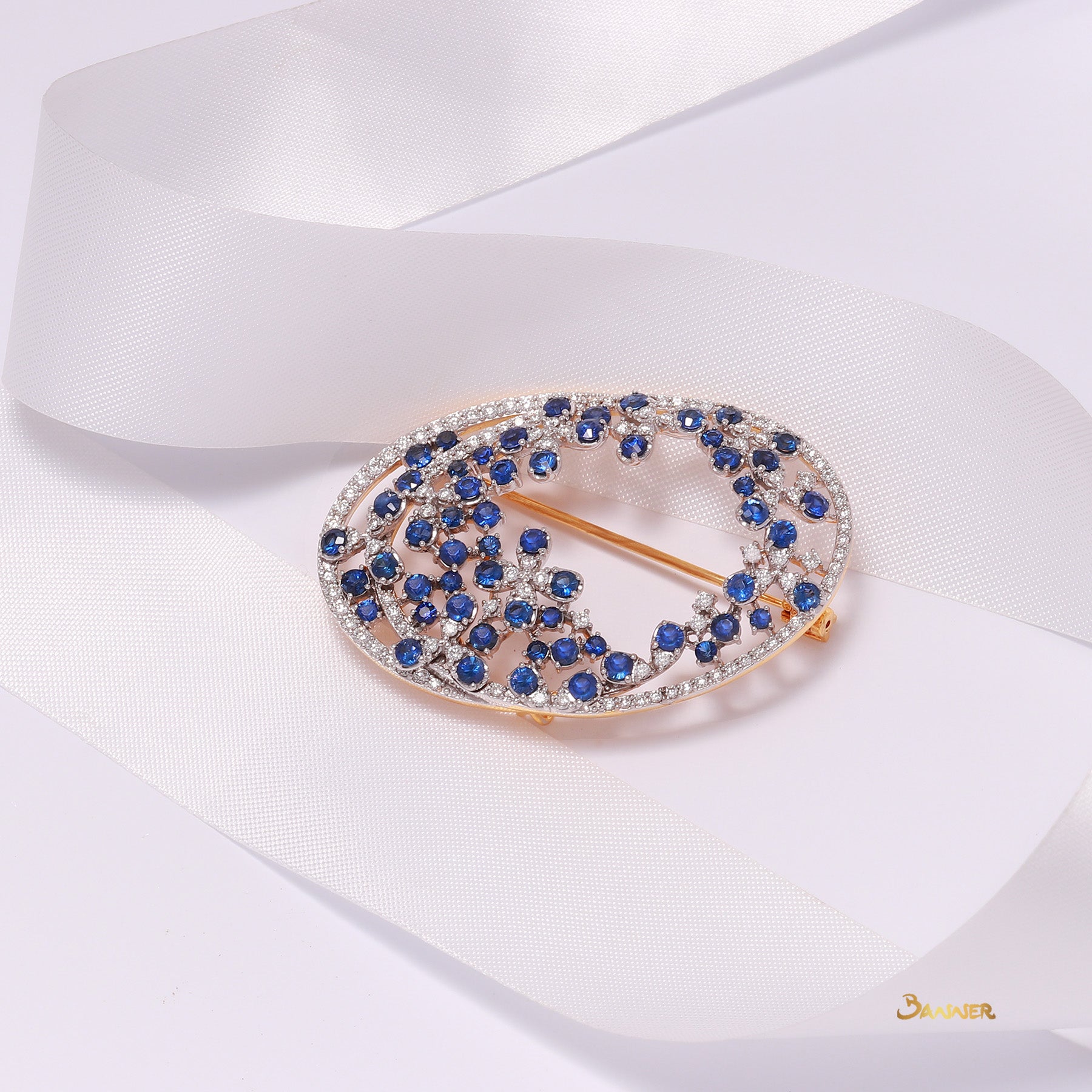 Sapphire and Diamond Kanote Brooch