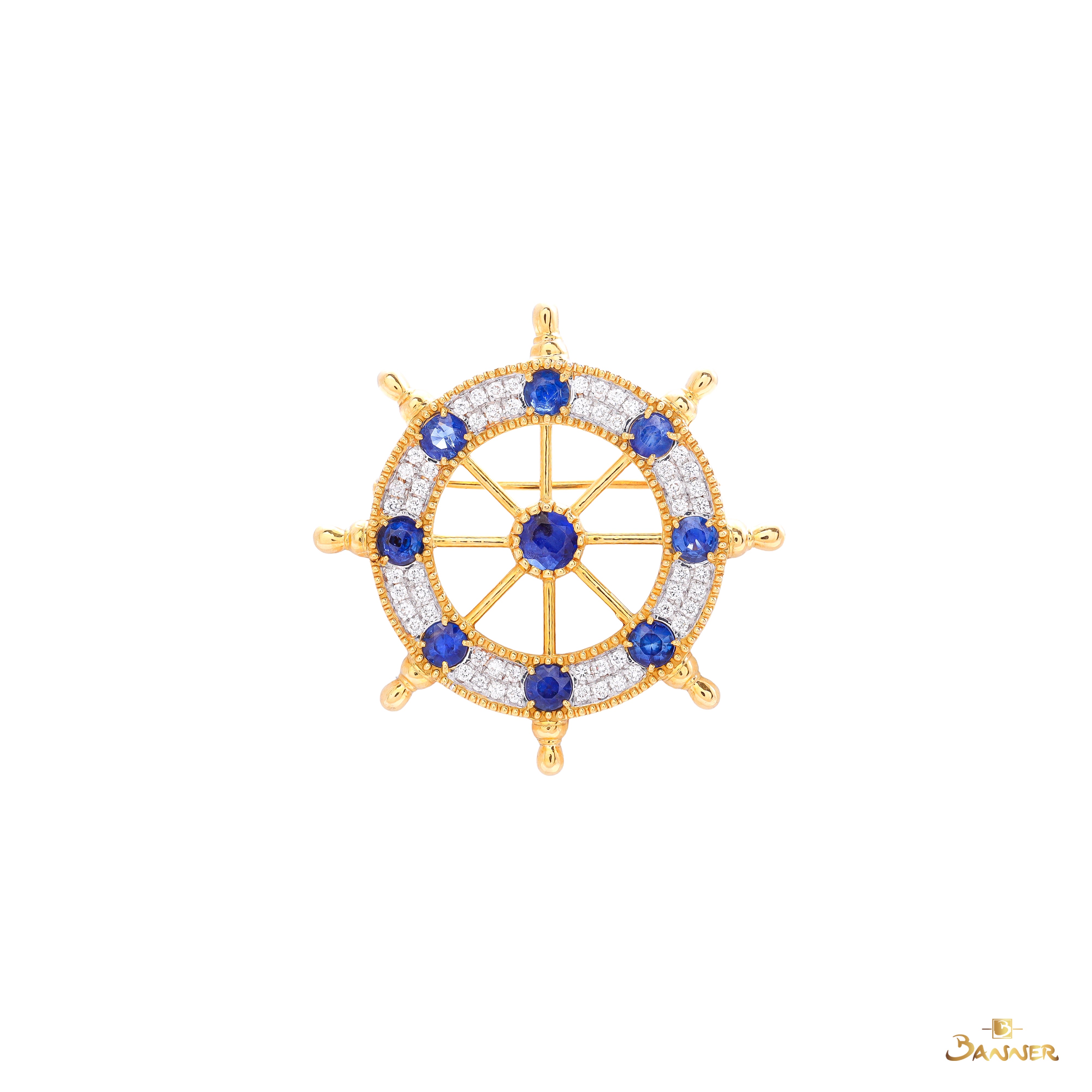 Sapphire and Diamond Helm Brooch