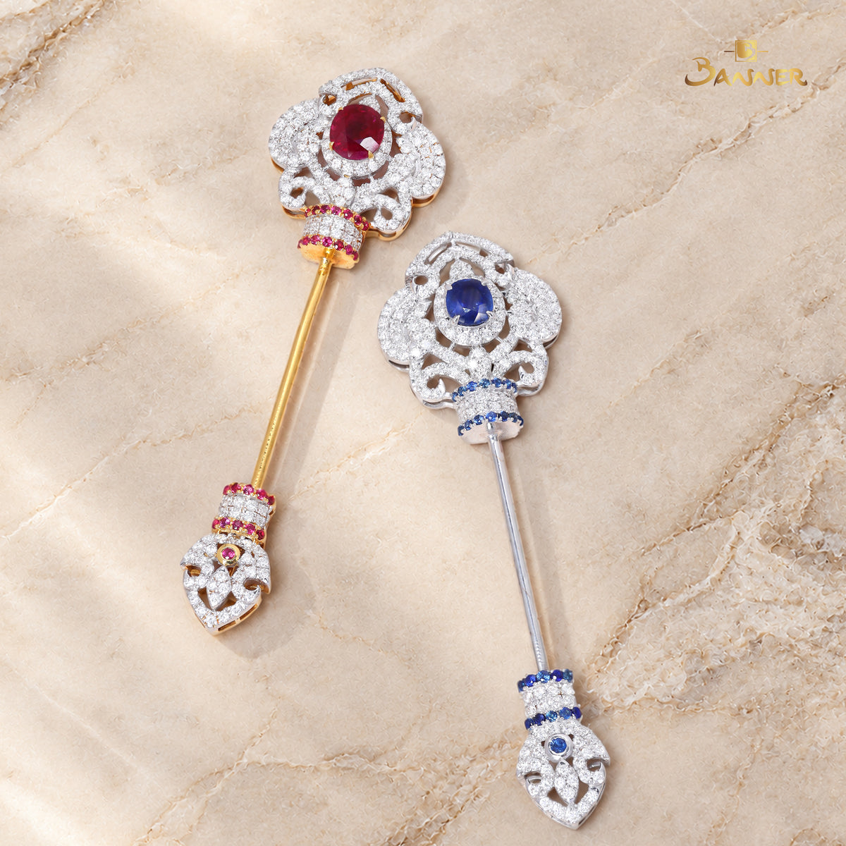 Sapphire and Diamond Royal Brooch