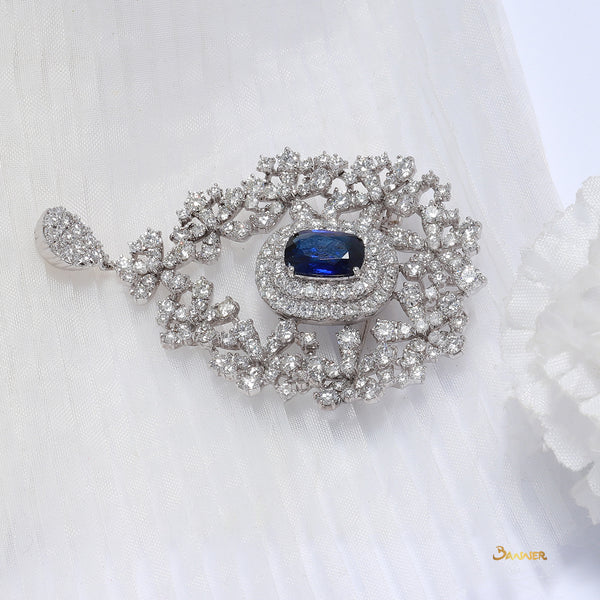 Sapphire and Diamond Floral Brooch