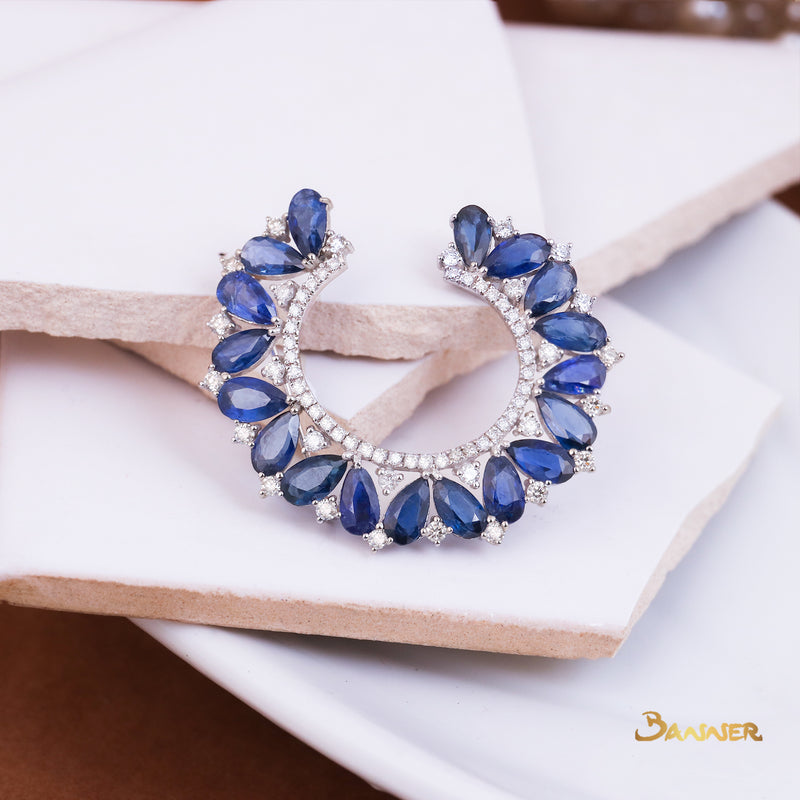 Sapphire and Diamond Blossom Brooch