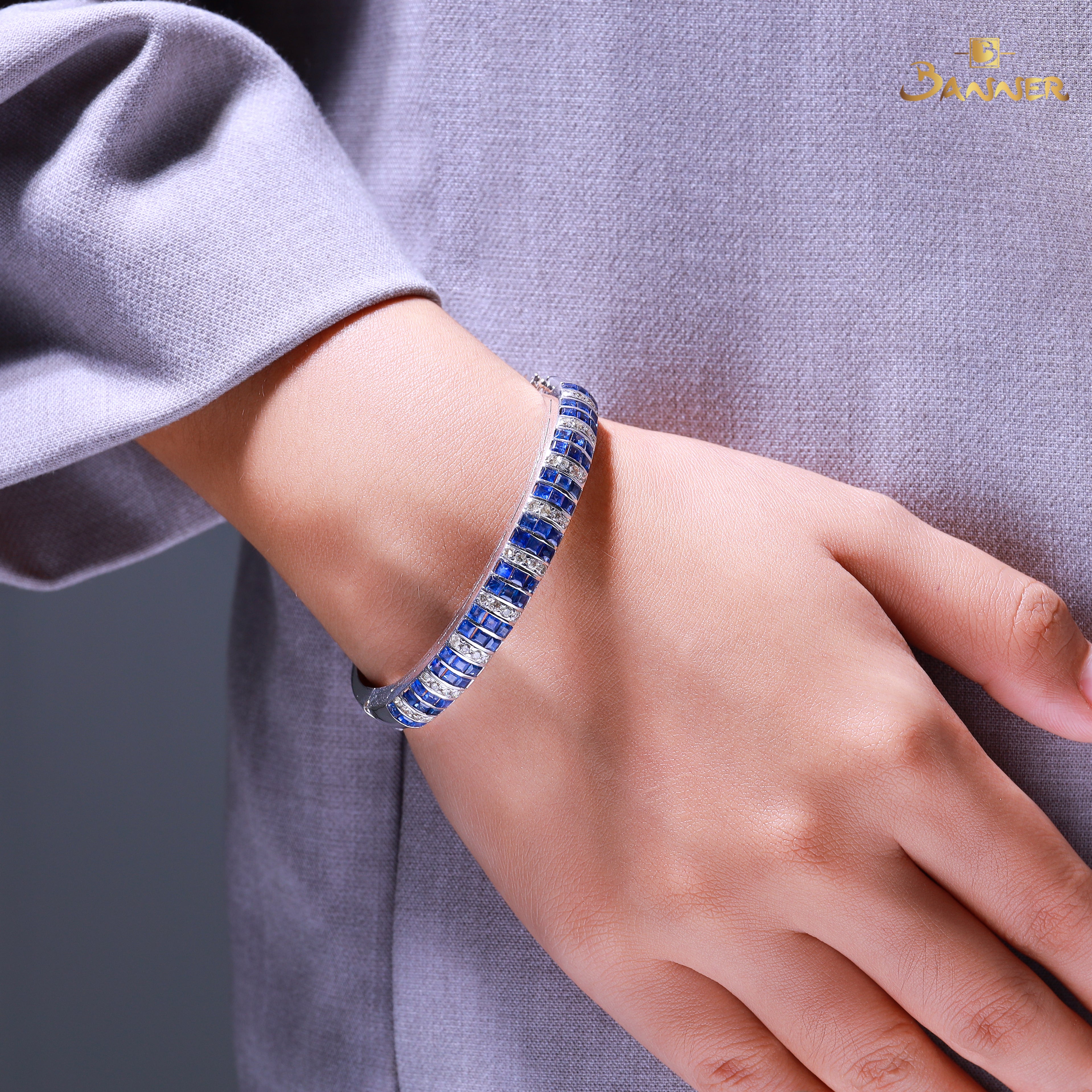 Sapphire and Diamond Wasit Bracelet