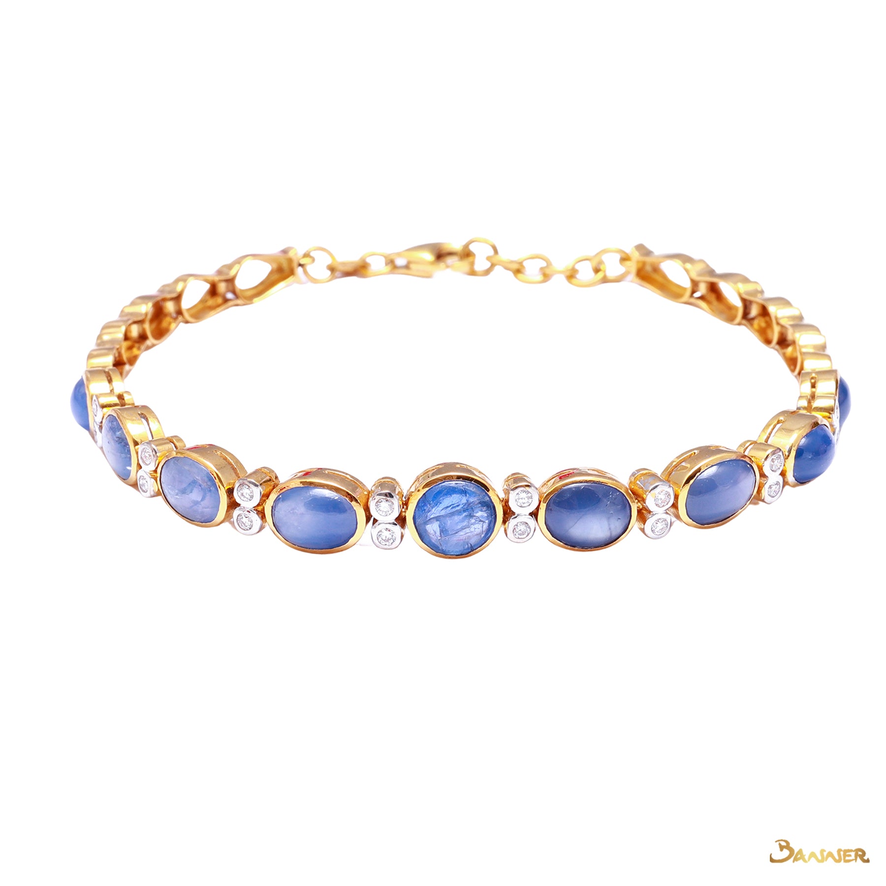 Star Sapphire and Diamond Half-Tennis Bracelet