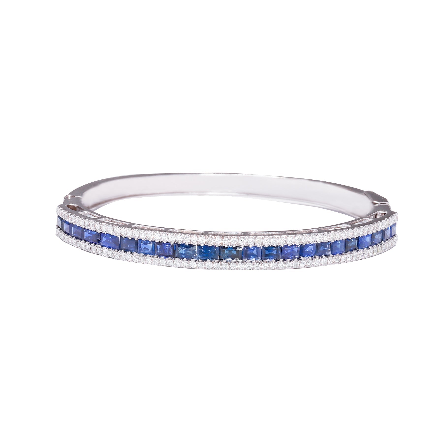 Emerald-cut Sapphire and Diamond Tier Bracelet