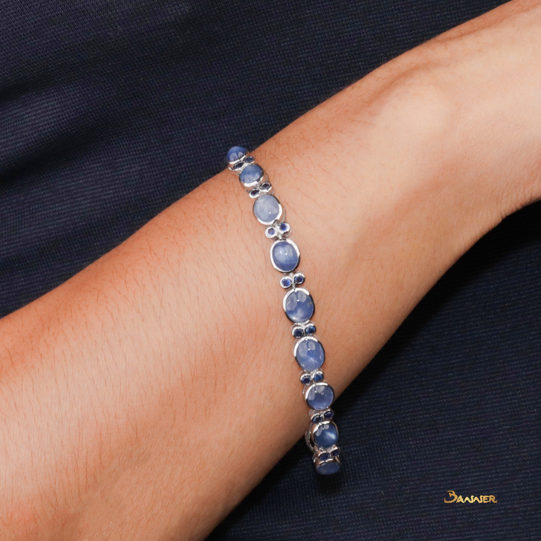 Star Sapphire and Sapphire Tennis Bracelet