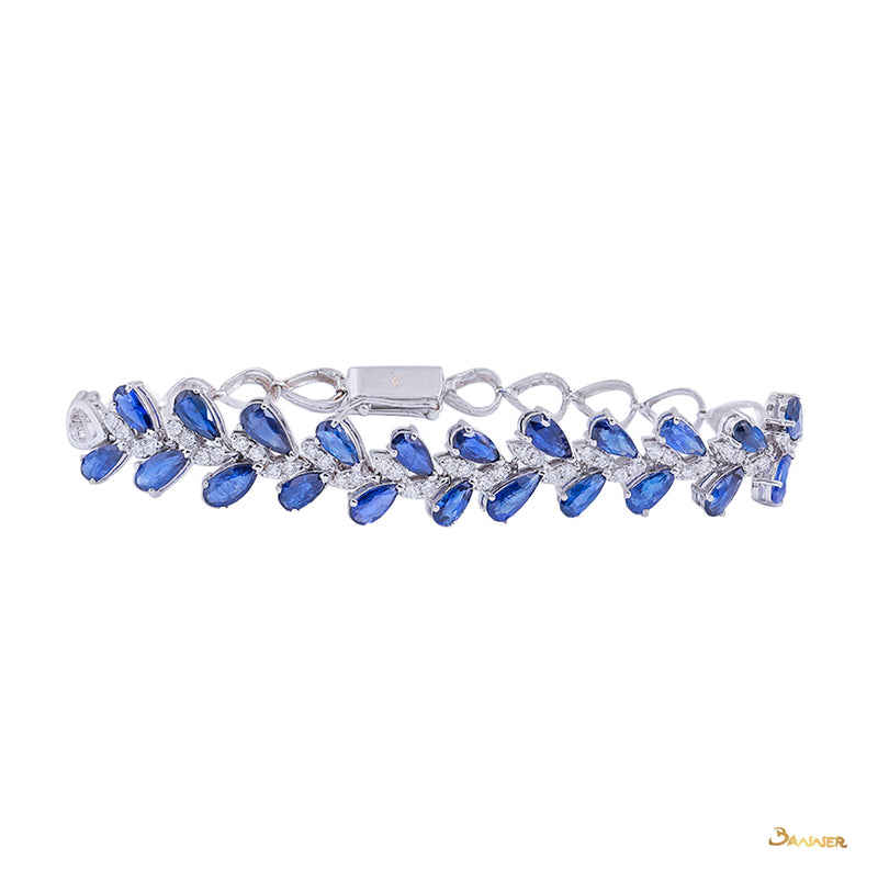 Sapphire Rain-drop and Diamond Tennis Bracelet