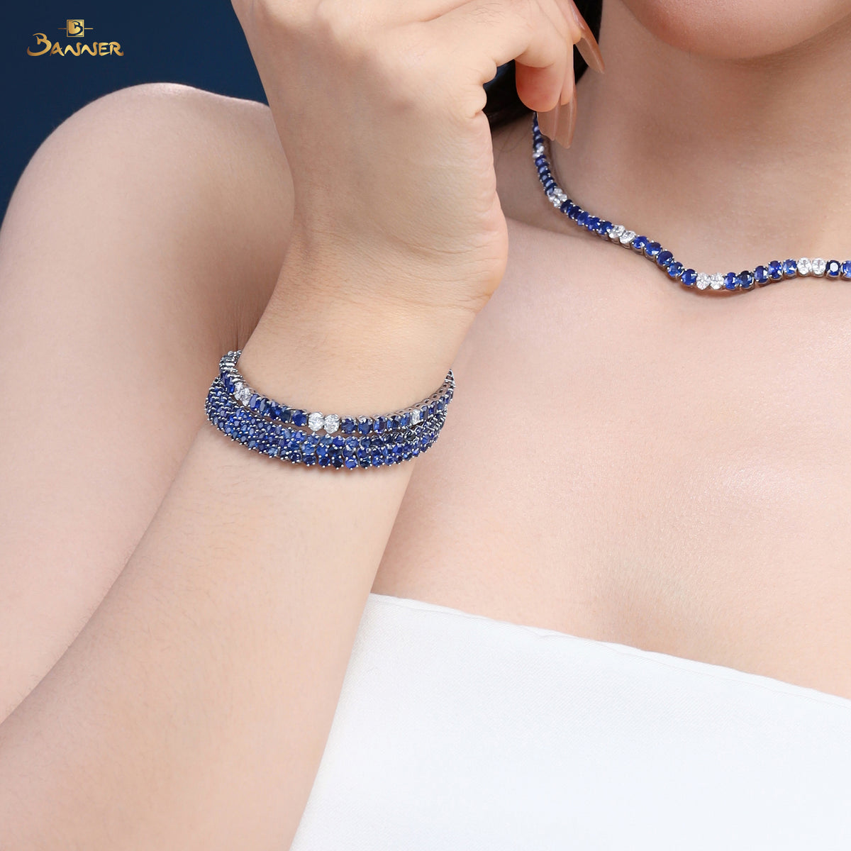 Sapphire 3-Rows Tennis Bracelet