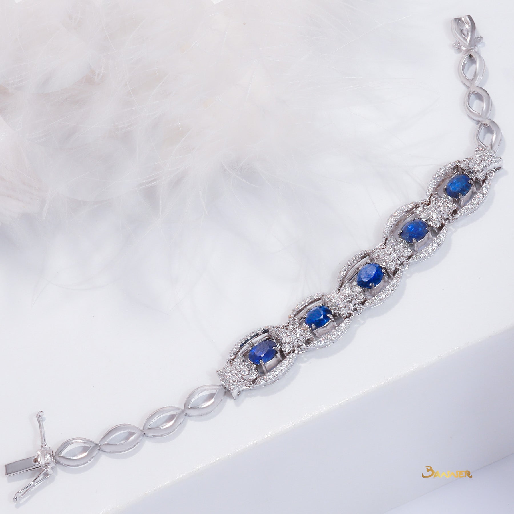 Sapphire and Diamond Floral Bracelet