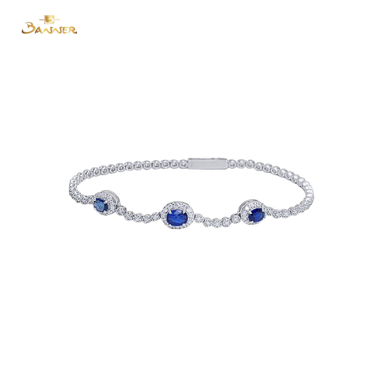 Sapphire and Diamond 3-step Halo Bracelet