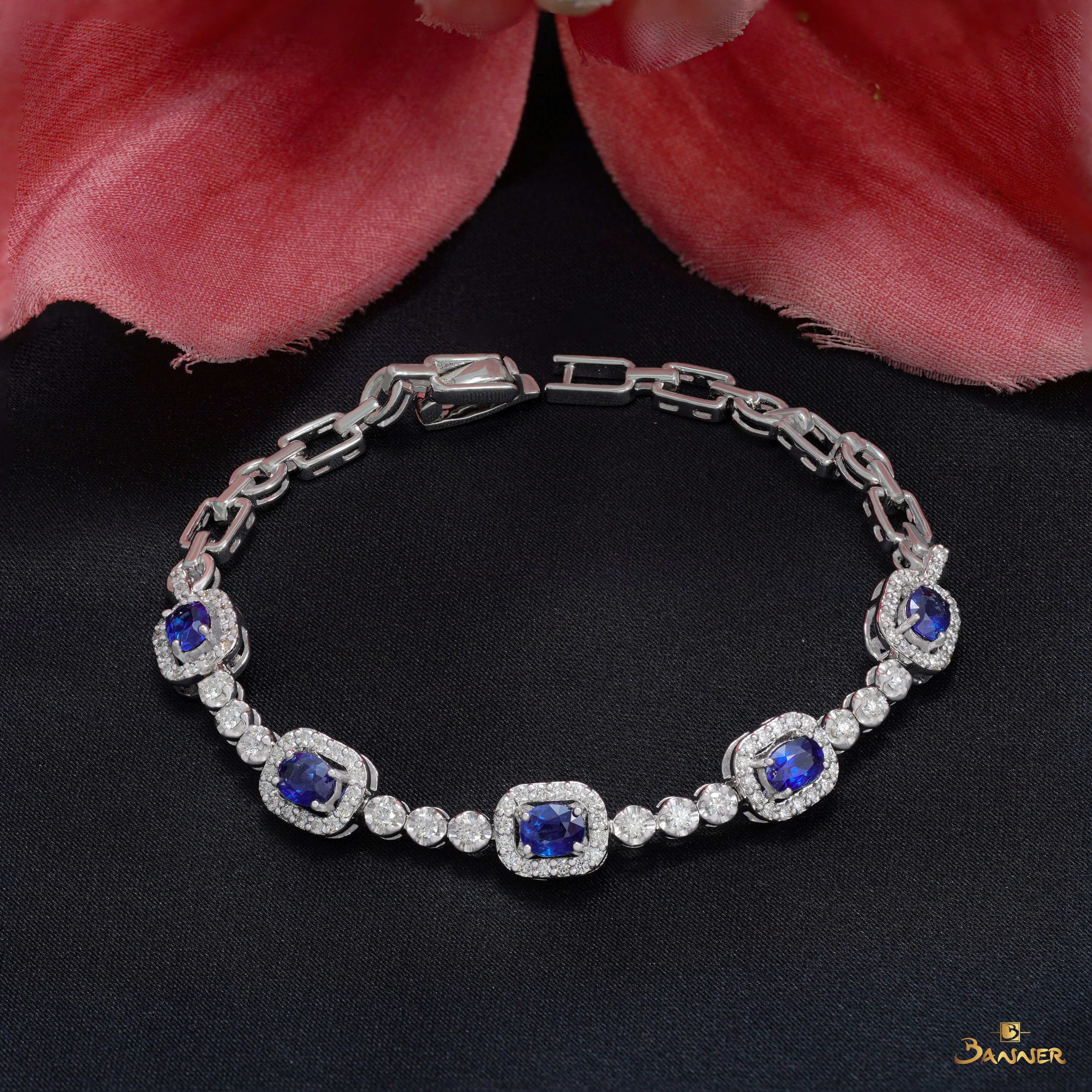 Sapphire and Diamond Halo Bracelet