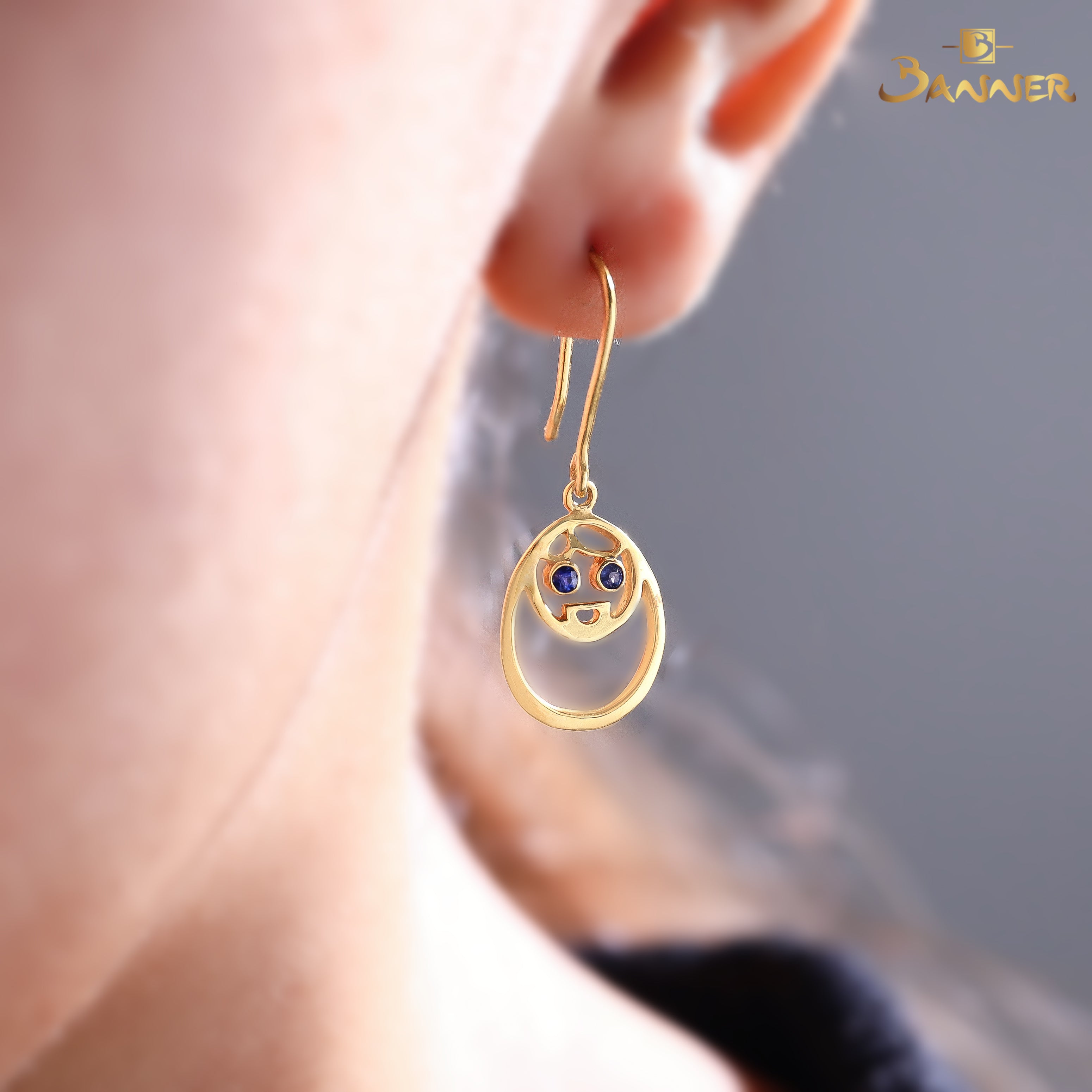 Sapphire Pyit-Taing-Daung Dangle Earrings