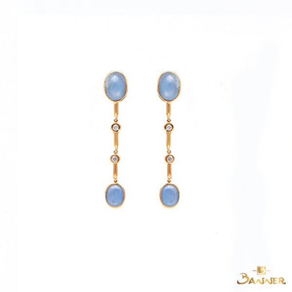 Star Sapphire and Diamond Earrings