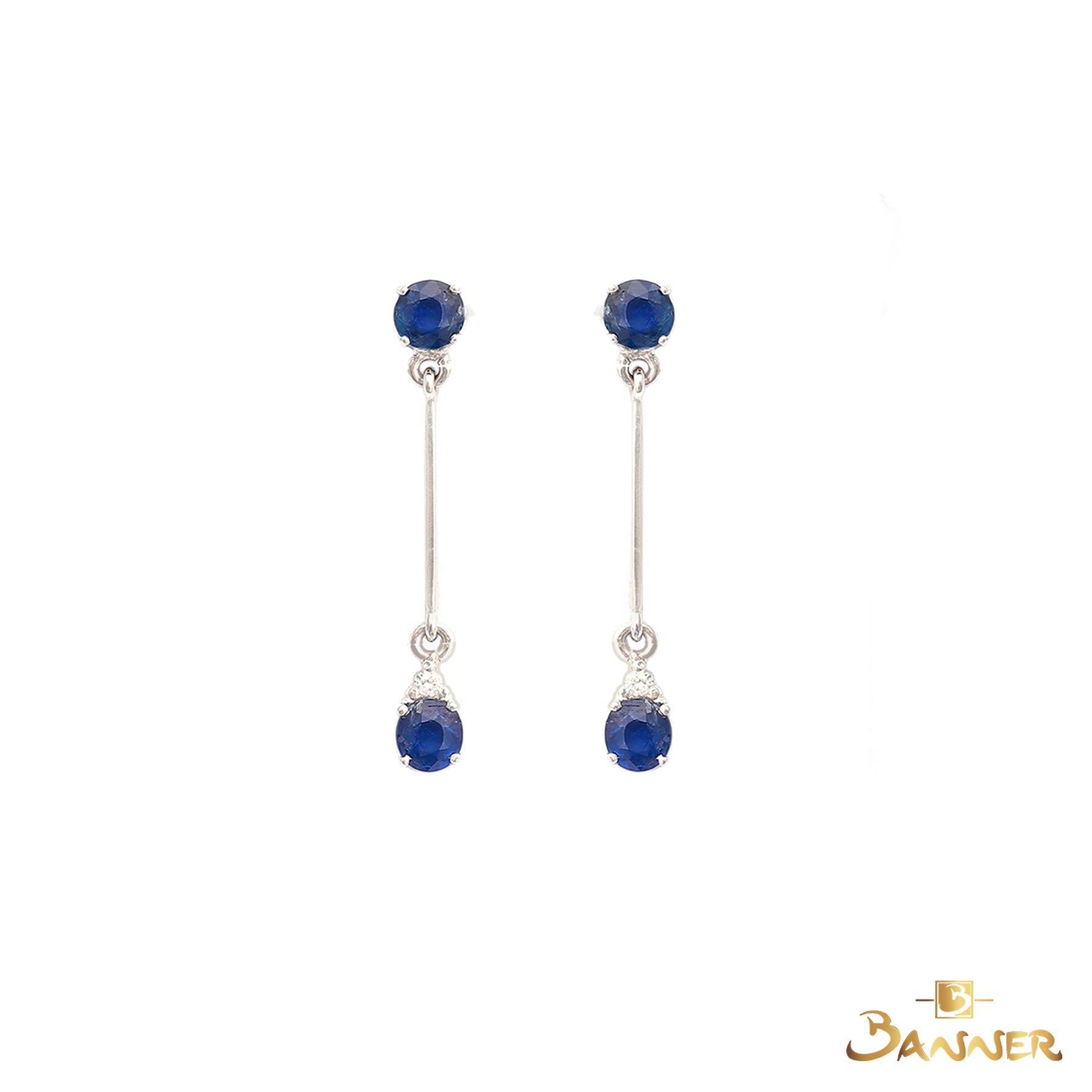 Sapphire and Diamond 2-Step Earrings