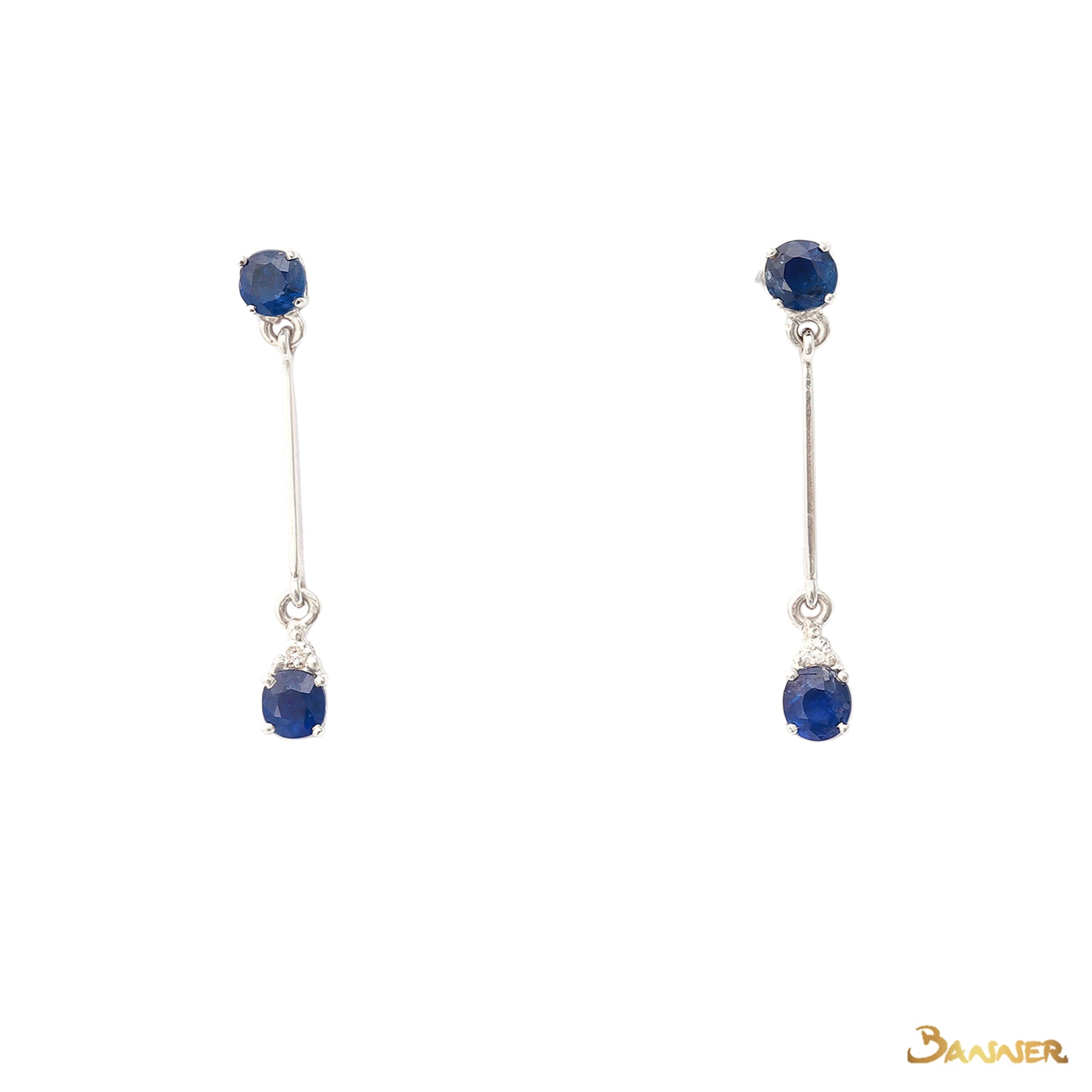 Sapphire and Diamond 2-Step Earrings