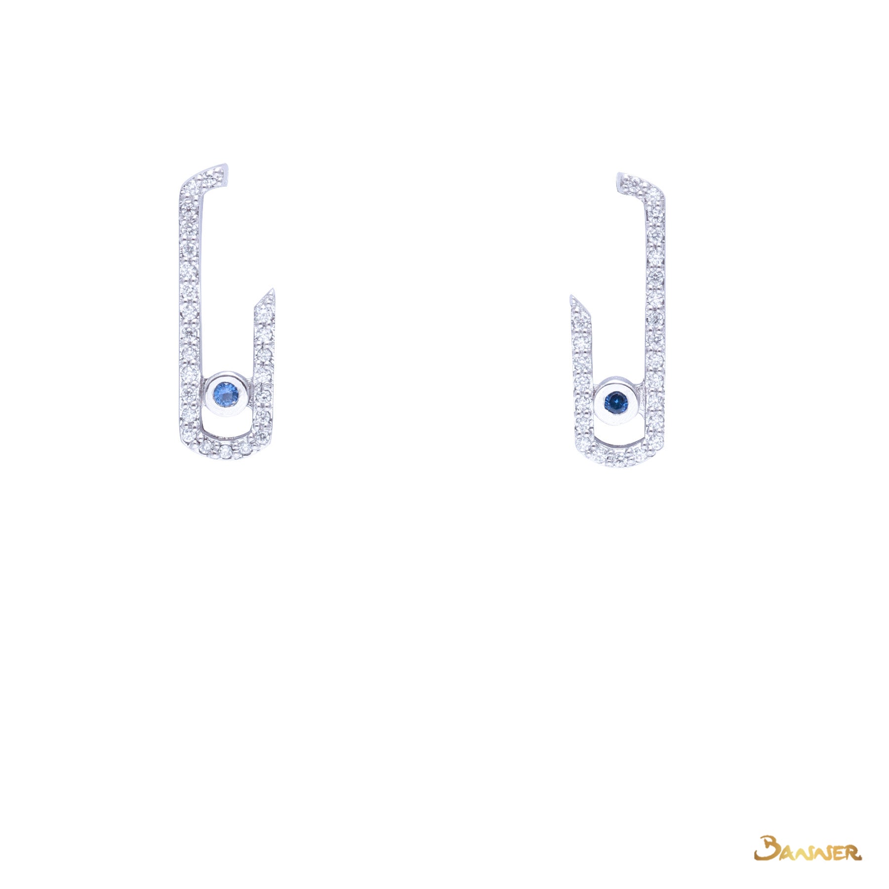 Sapphire and Diamond Paper Clip Earrings