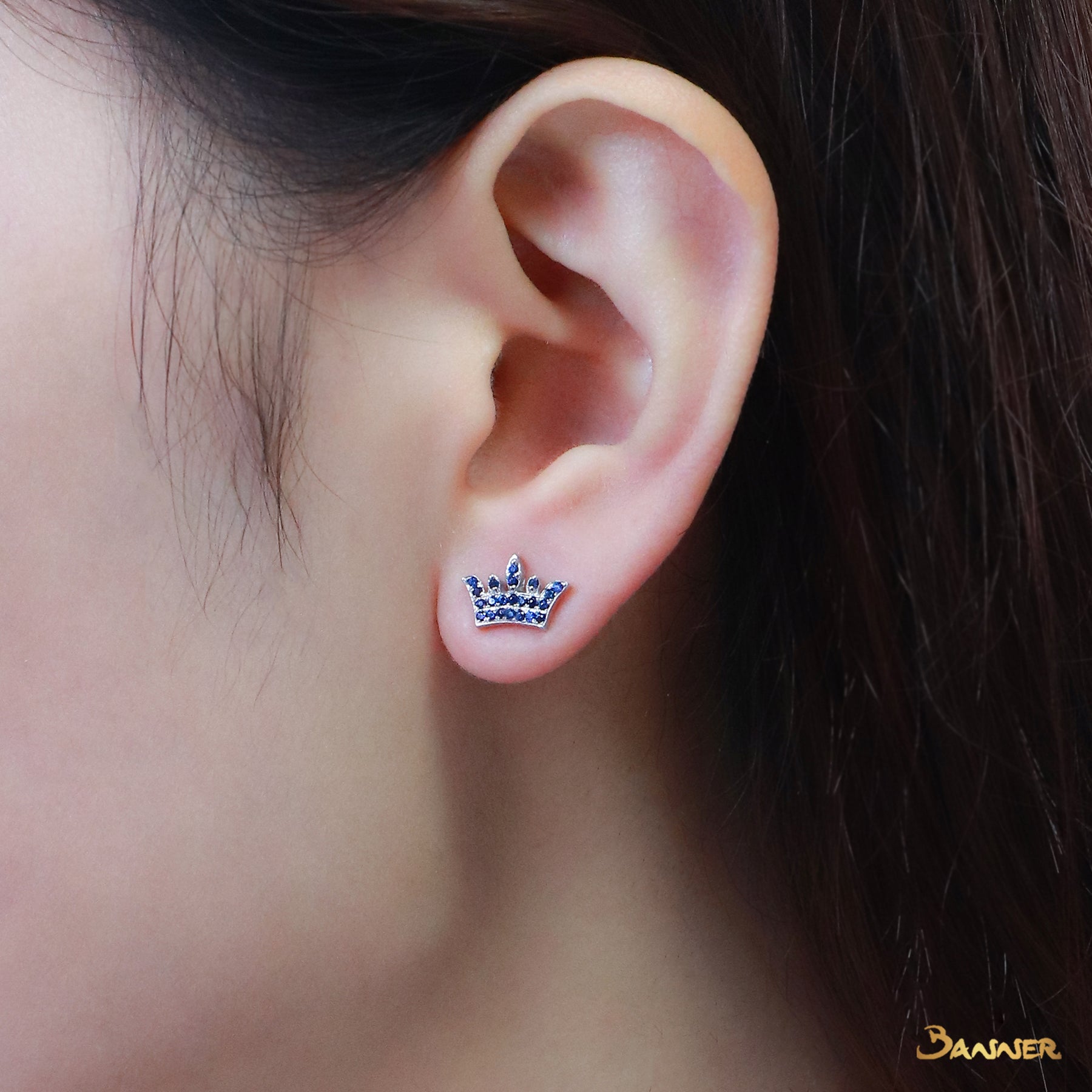 Sapphire Crown Earrings