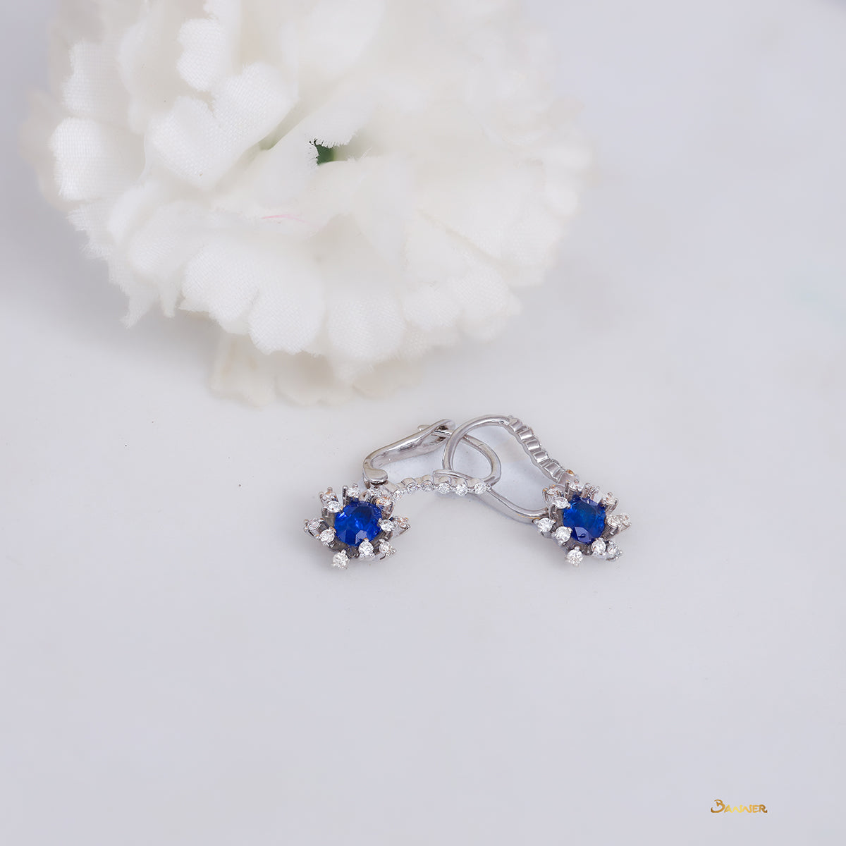 Sapphire and Diamond Rose Earrings