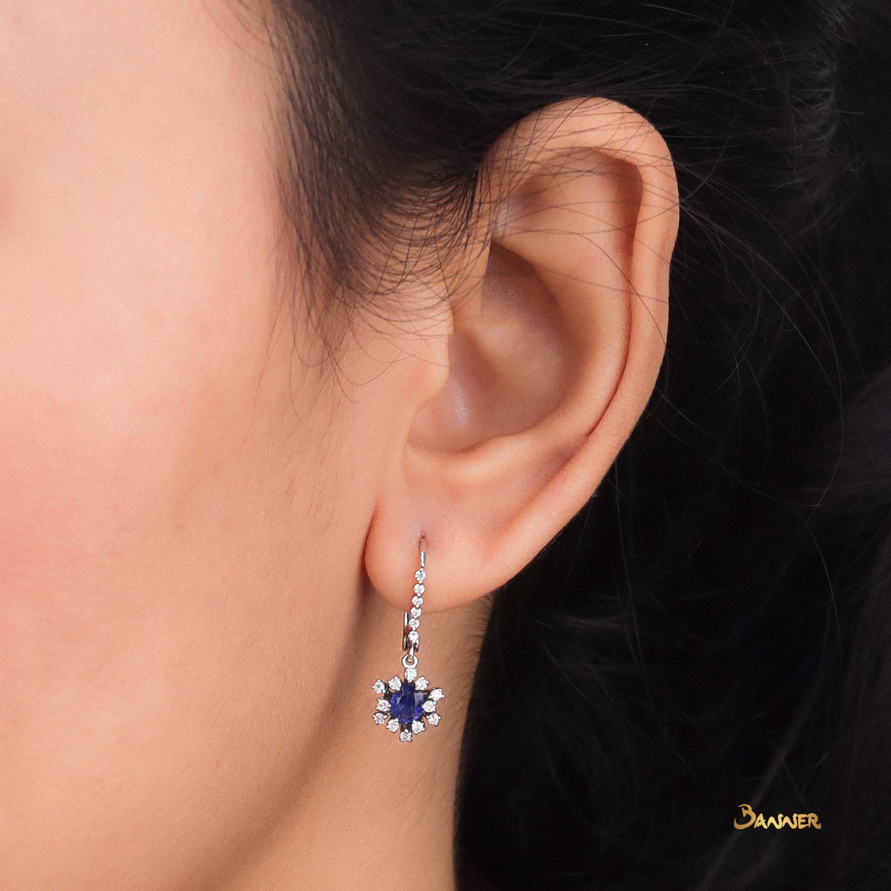 Sapphire and Diamond Rose Earrings