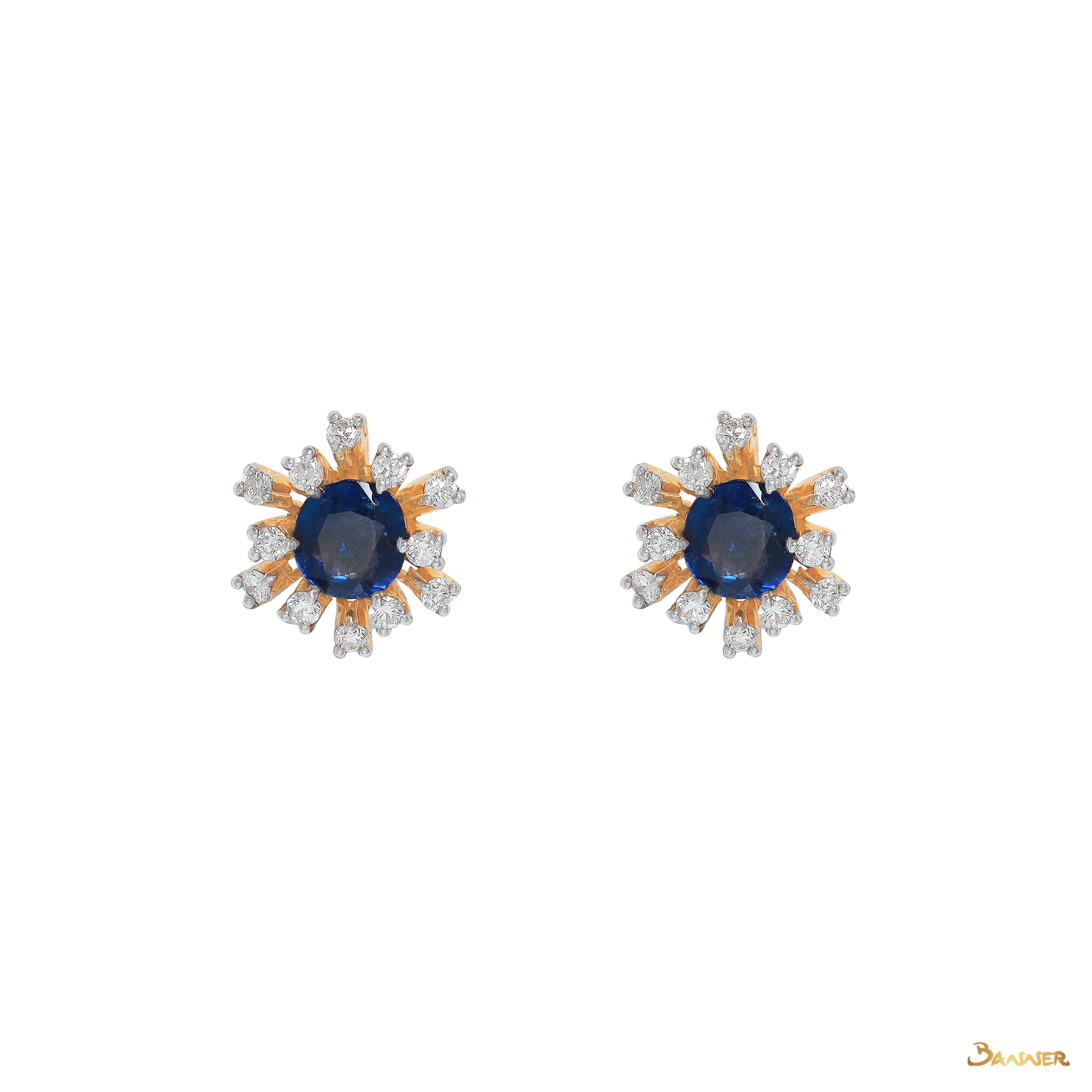 Sapphire and Diamond Rose Earrings