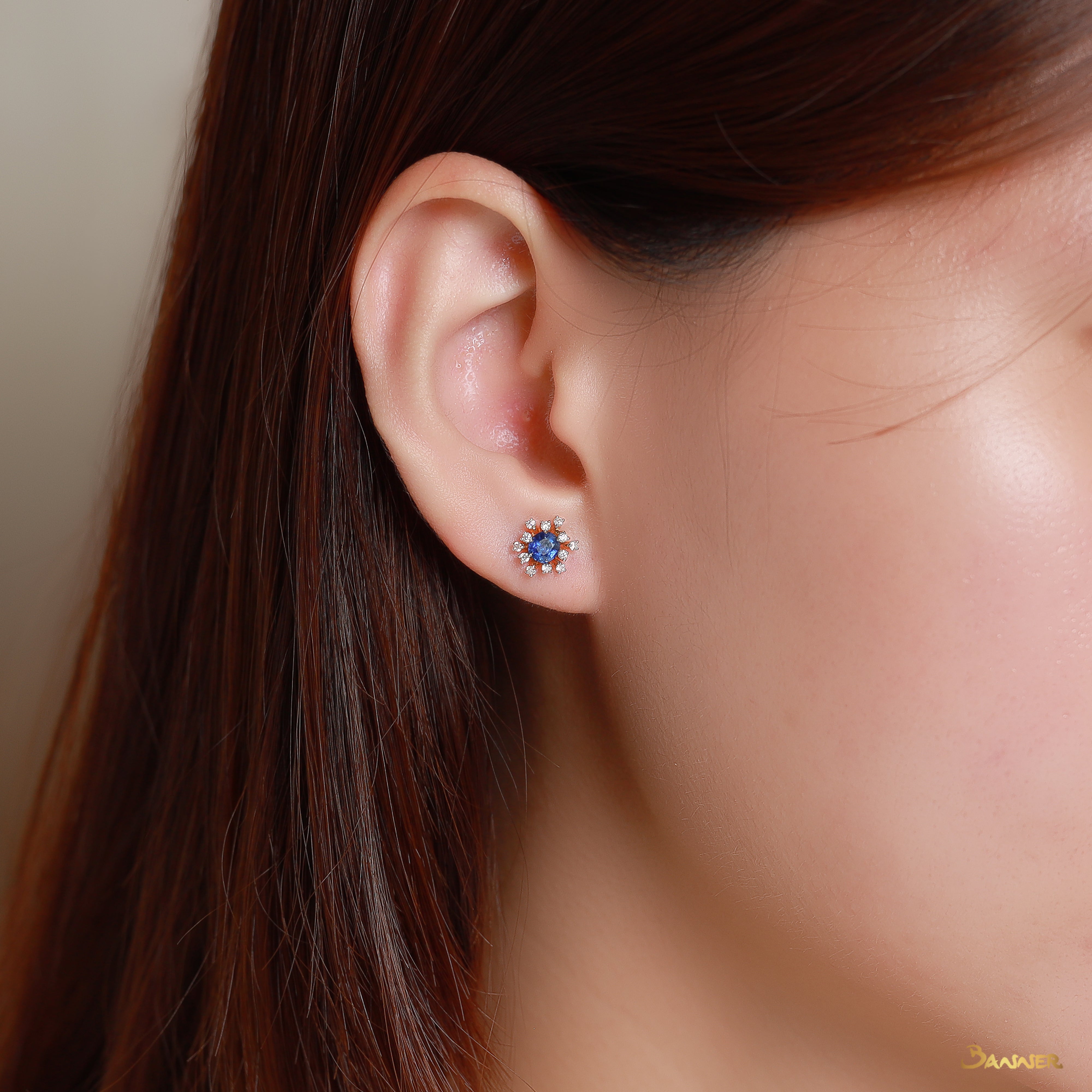 Sapphire and Diamond Rose Earrings