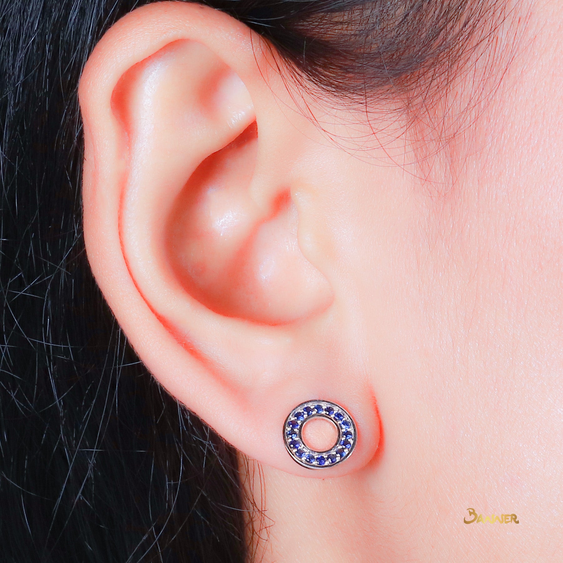 Sapphire Circle Earrings