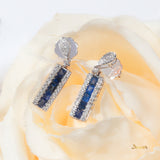 Emerald-cut Sapphire and Diamond Dangle Earrings