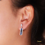 Emerald-cut Sapphire and Diamond Dangle Earrings