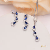 Pear-shaped Sapphire and Diamond 3-step Earrings