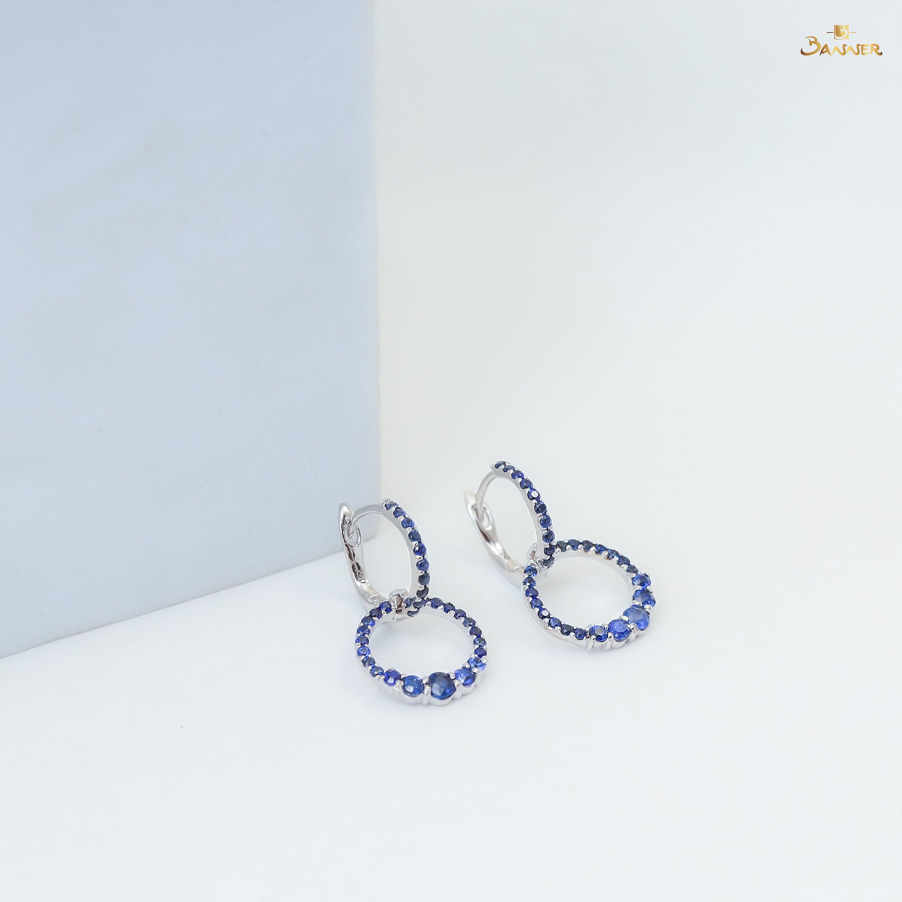 Sapphire Circle Earrings