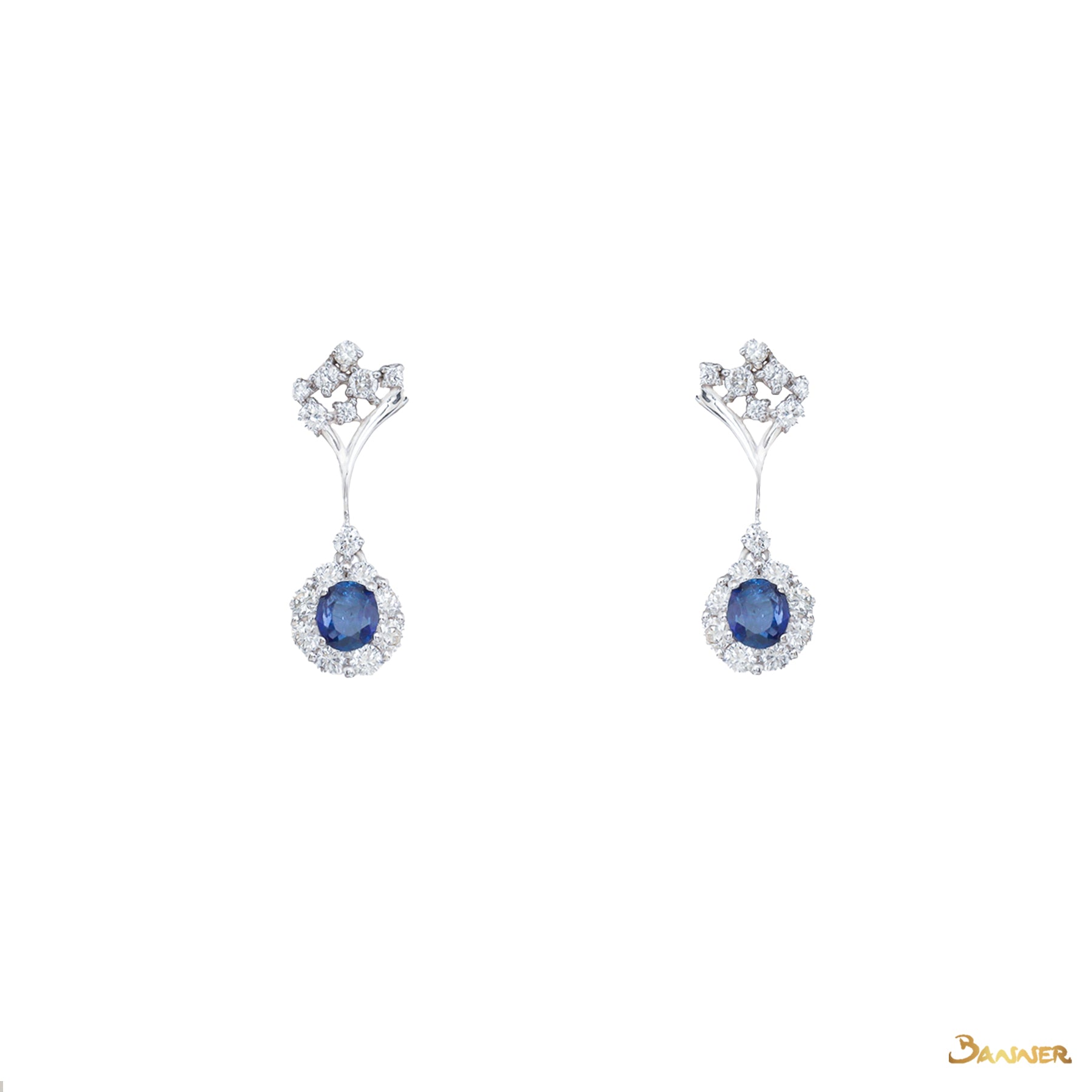 Sapphire and Diamond Rain-Drop Earrings