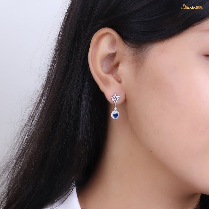 Sapphire and Diamond Rain-Drop Earrings