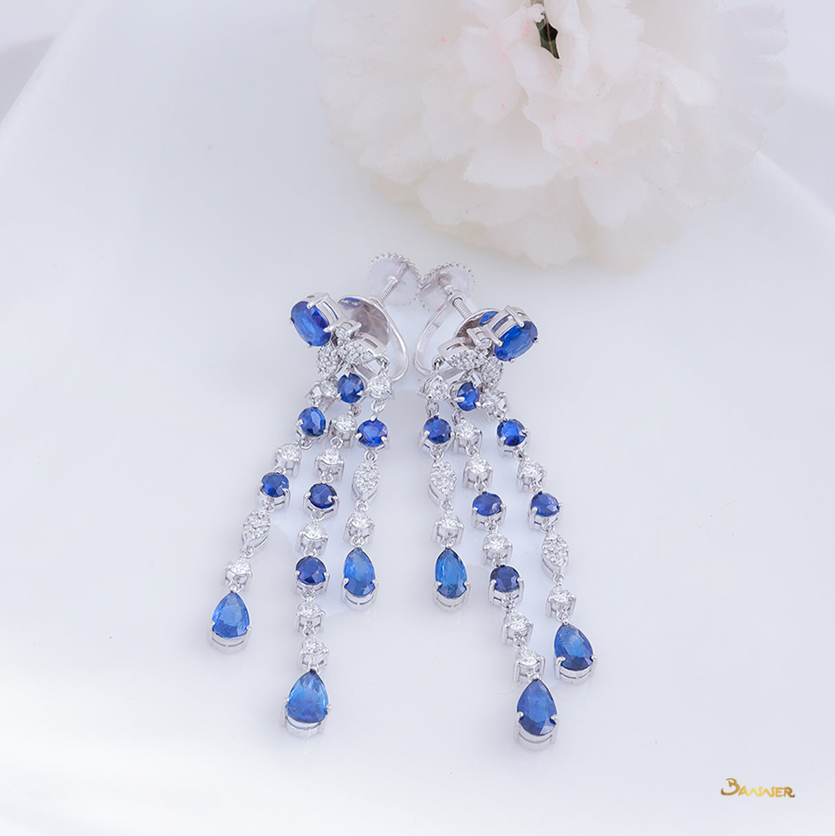 Sapphire and Diamond Dangle Earrings