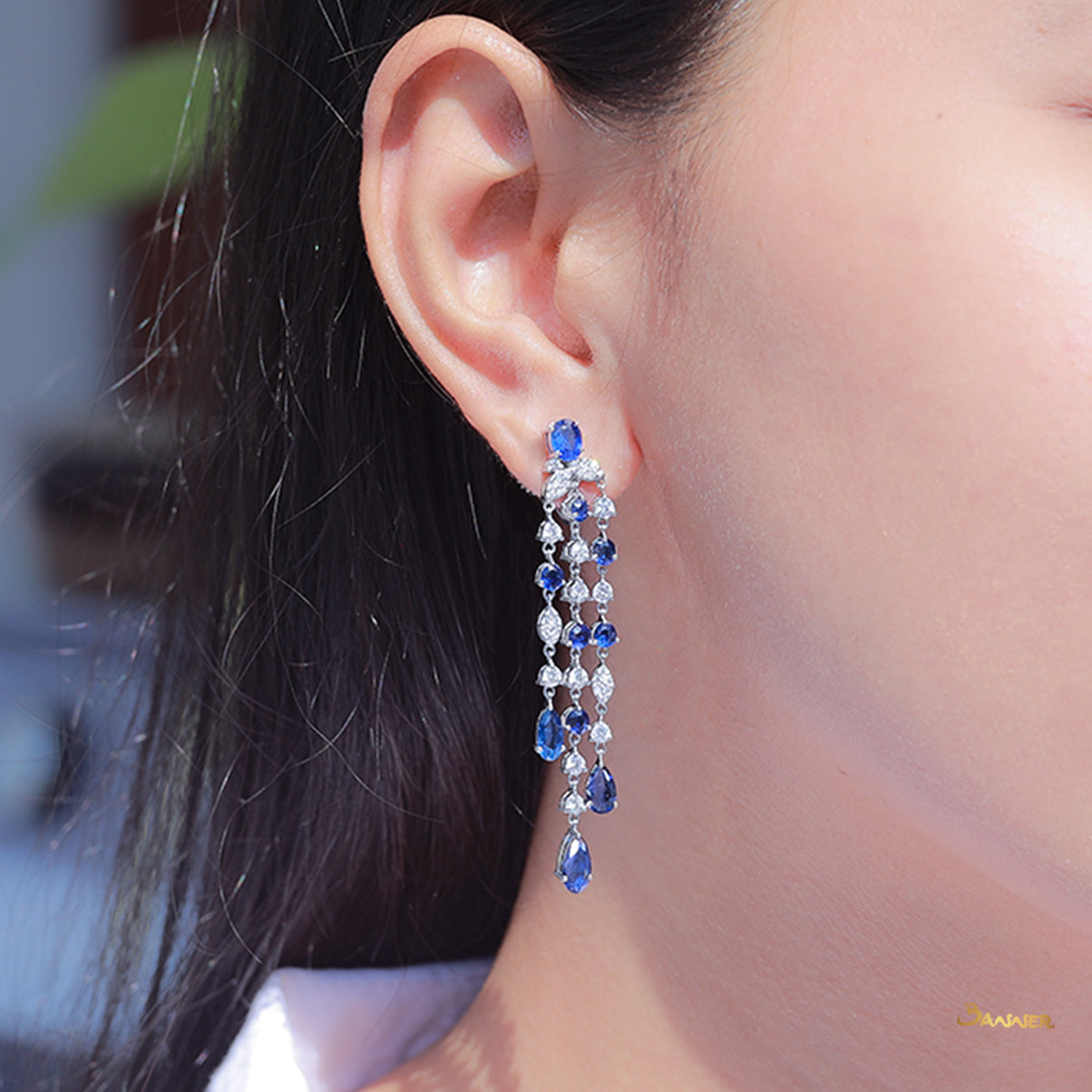 Sapphire and Diamond Dangle Earrings