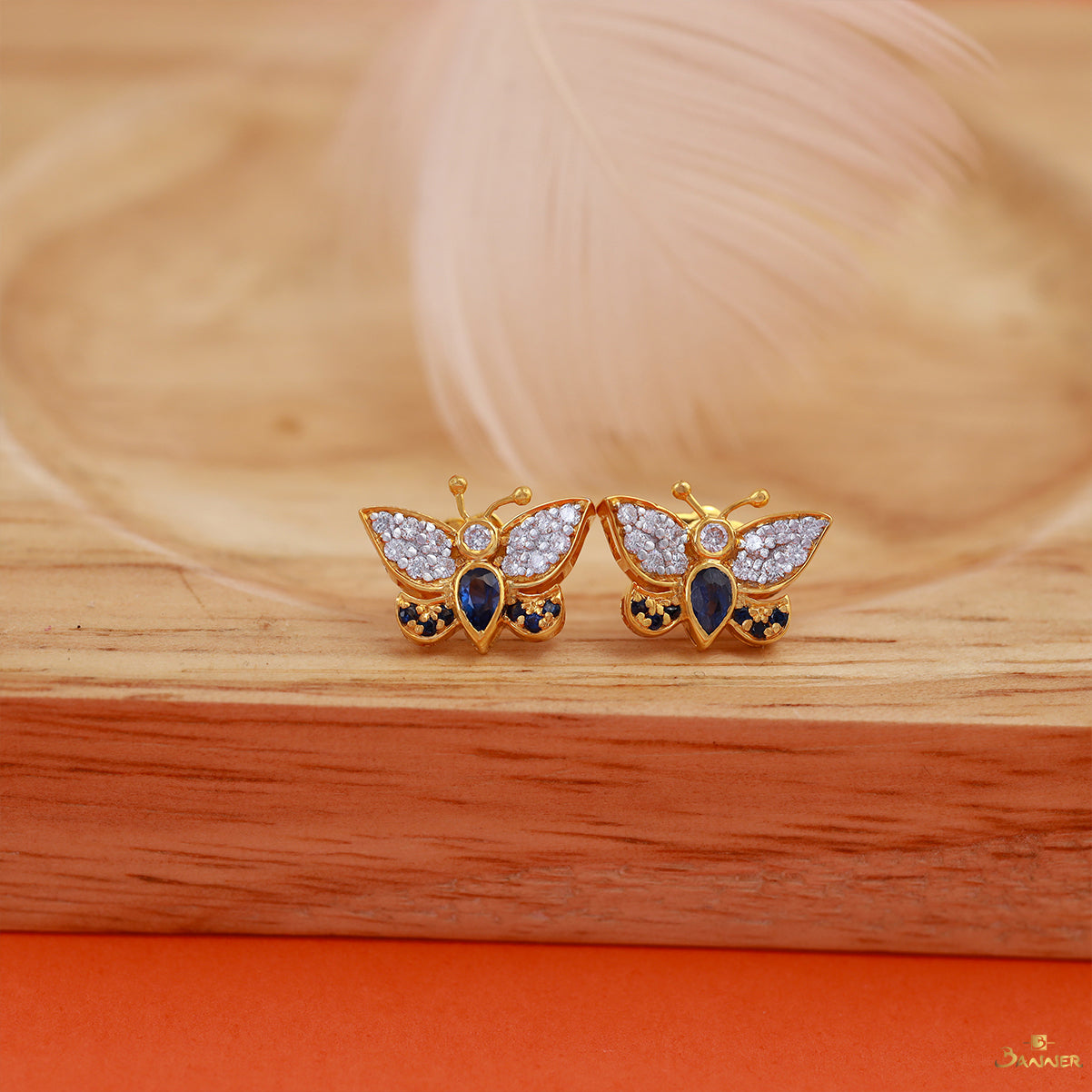 Sapphire and Diamond Butterfly Earrings