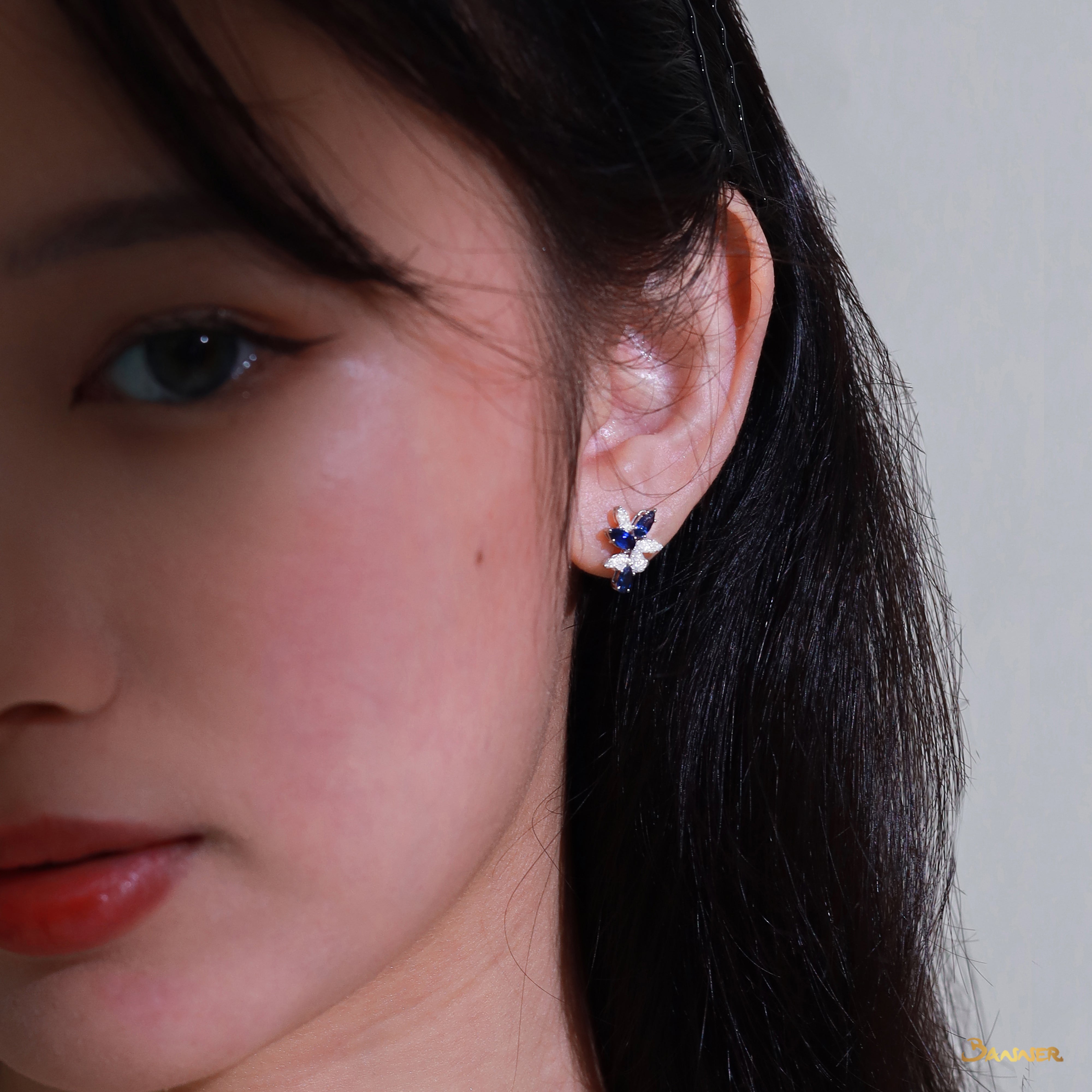 Sapphire and Diamond Floral Earrings