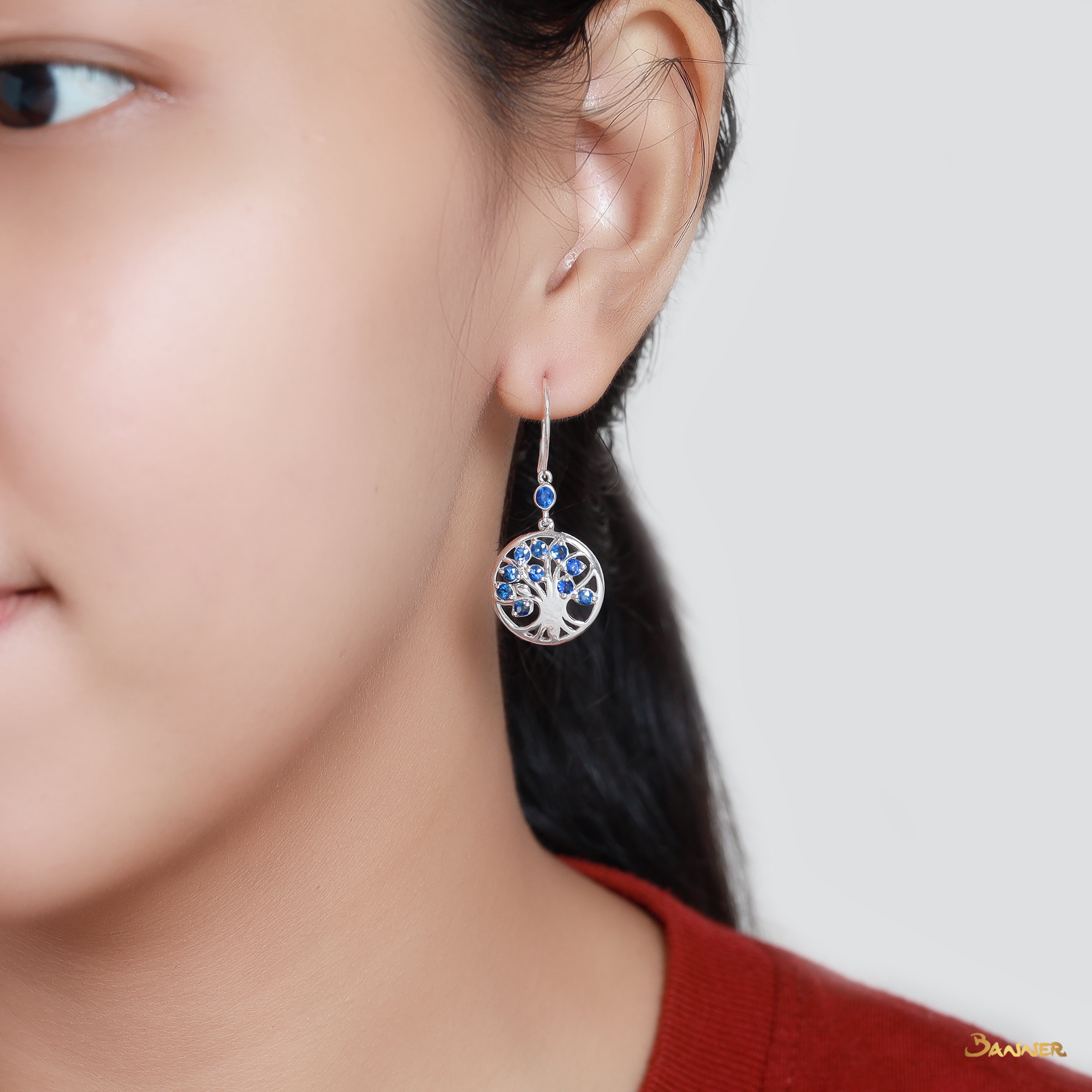 Sapphire Tree of Life Earrings