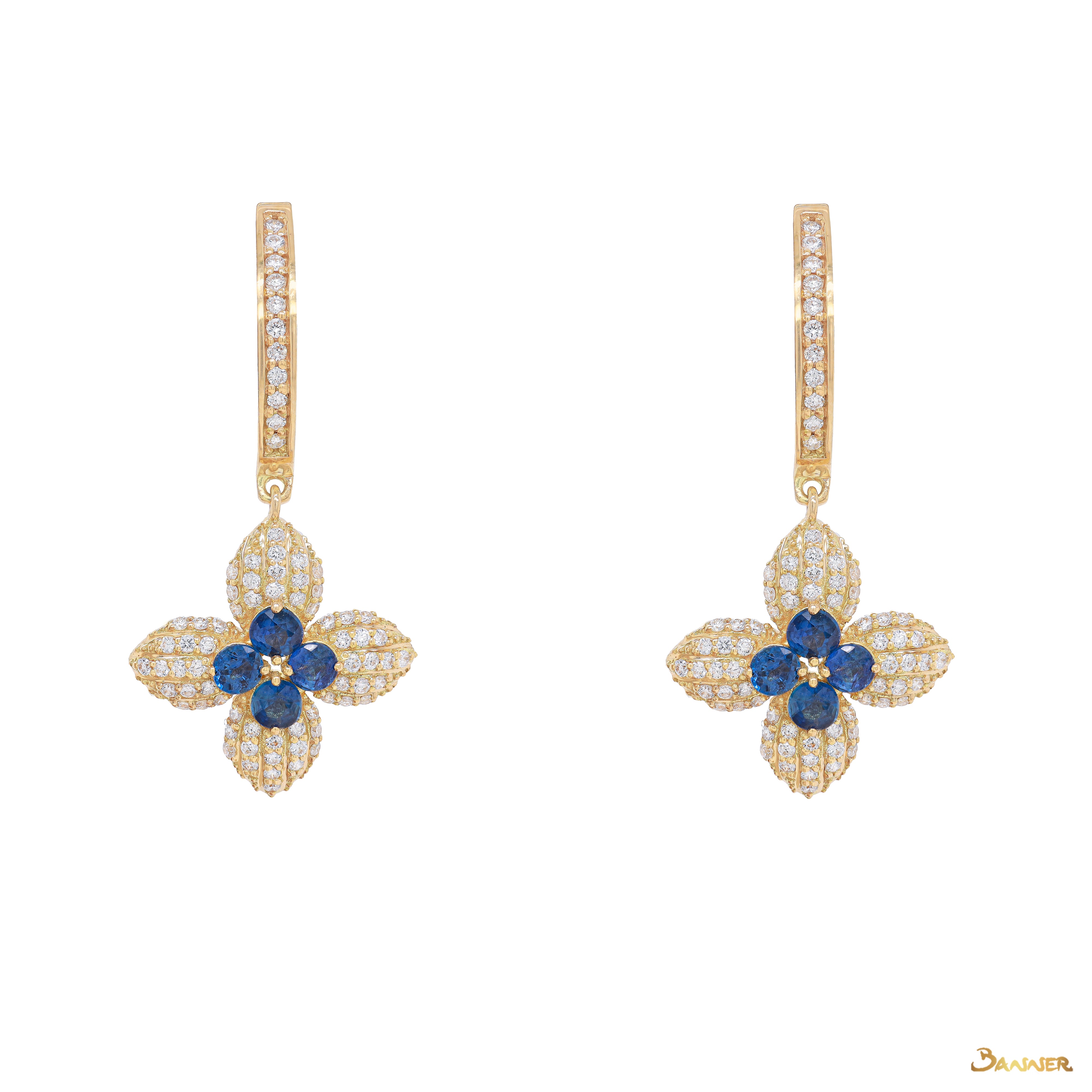 Sapphire and Diamond Lotus Earrings