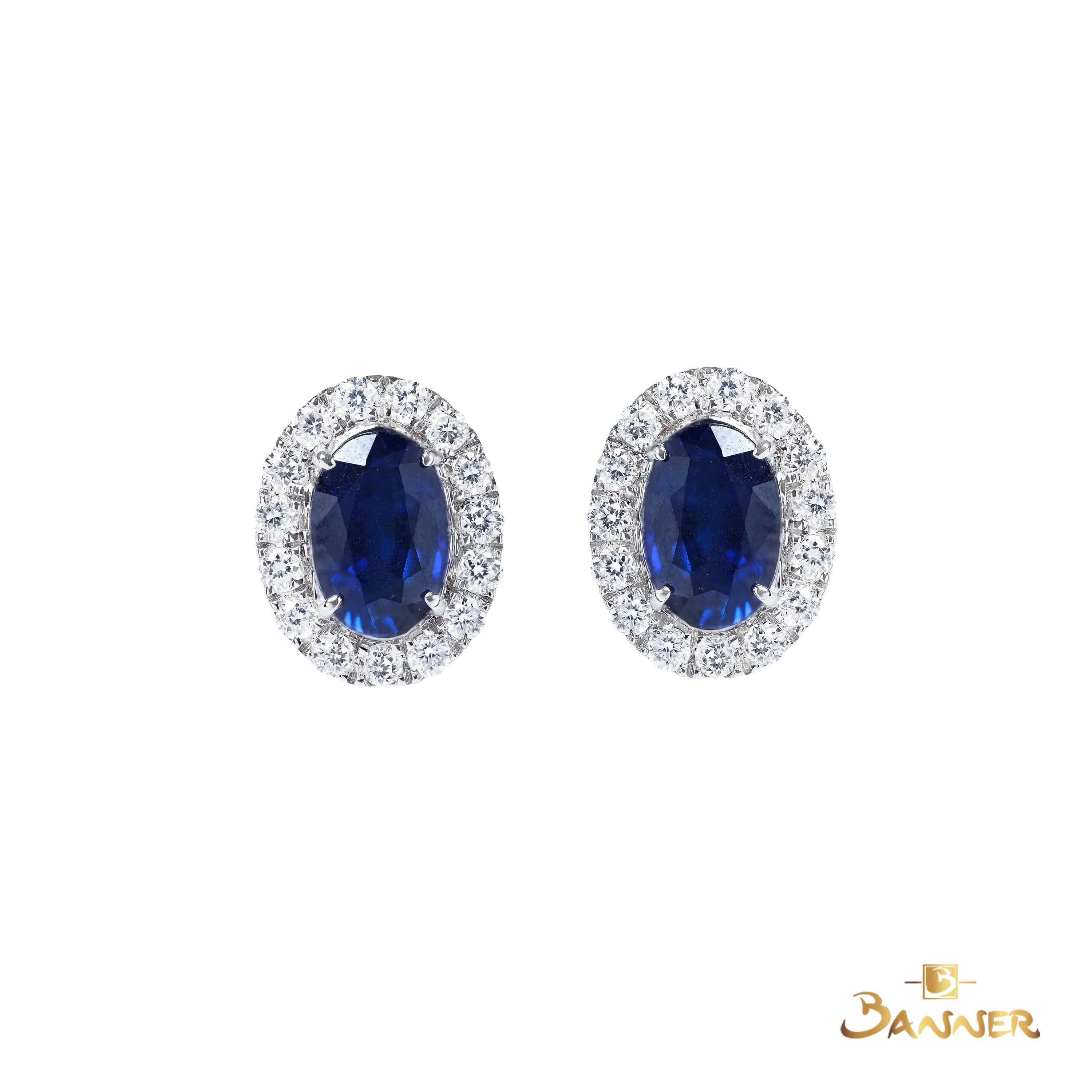 Sapphire and Diamond Halo Earrings