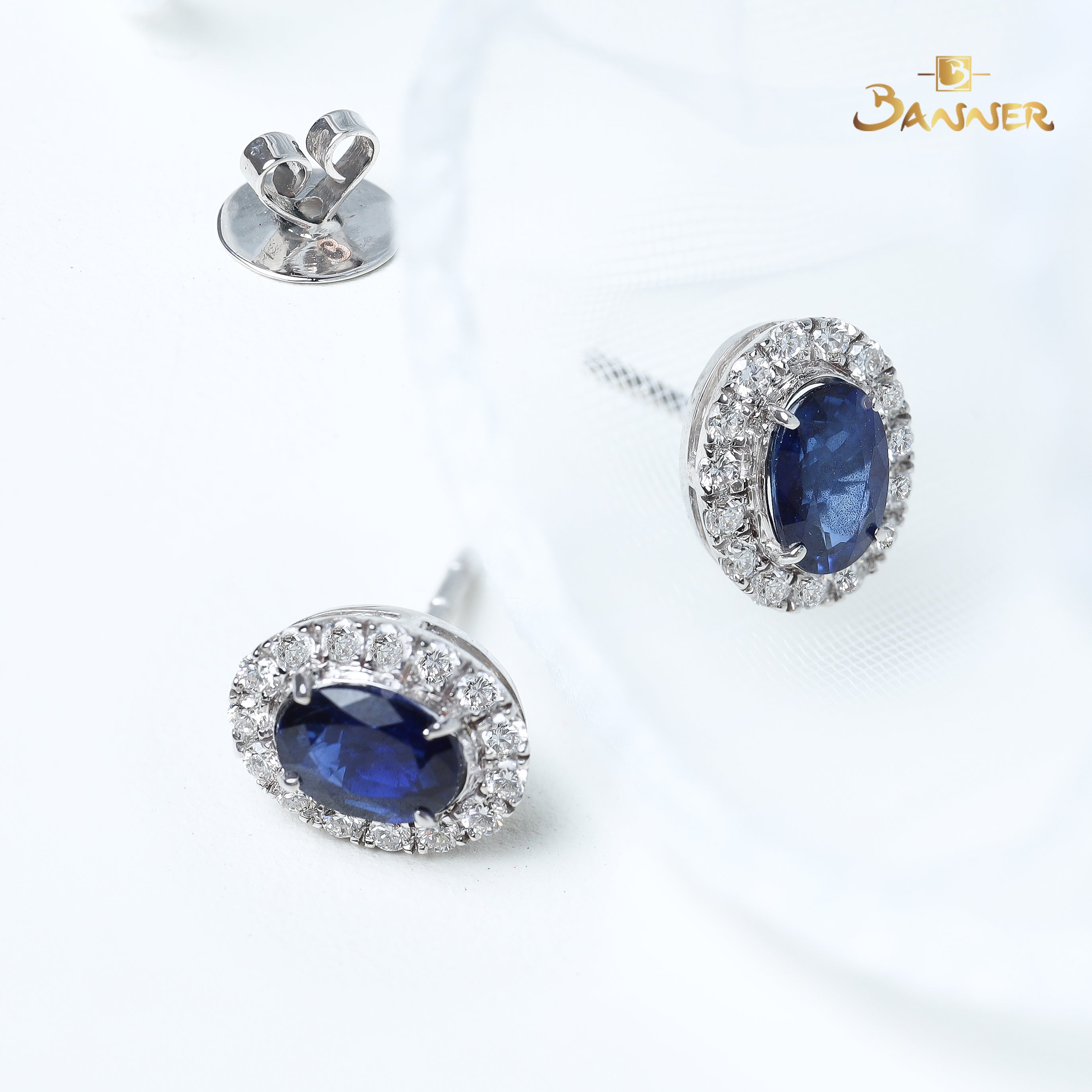 Sapphire and Diamond Halo Earrings