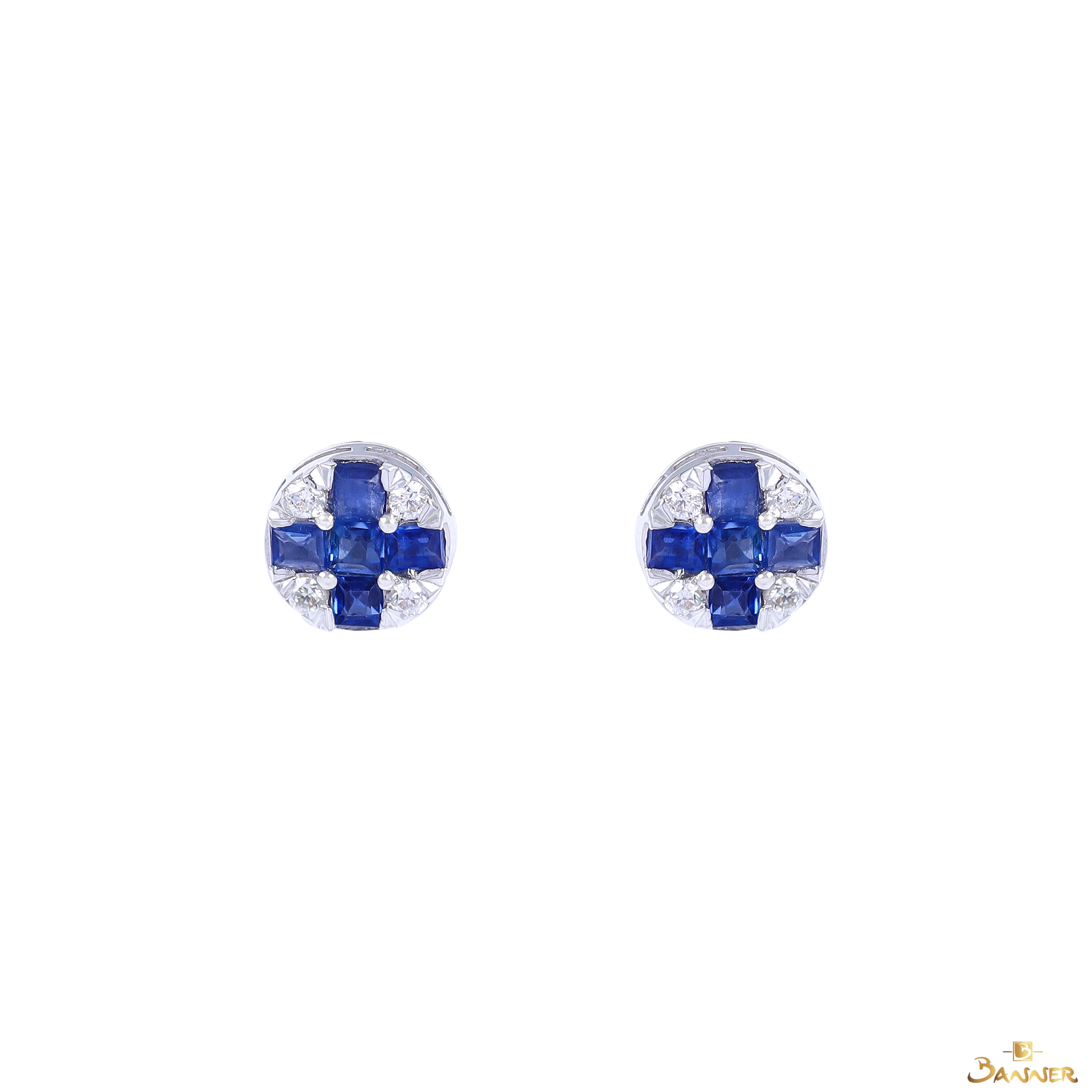 Sapphire and Diamond Checker Earrings