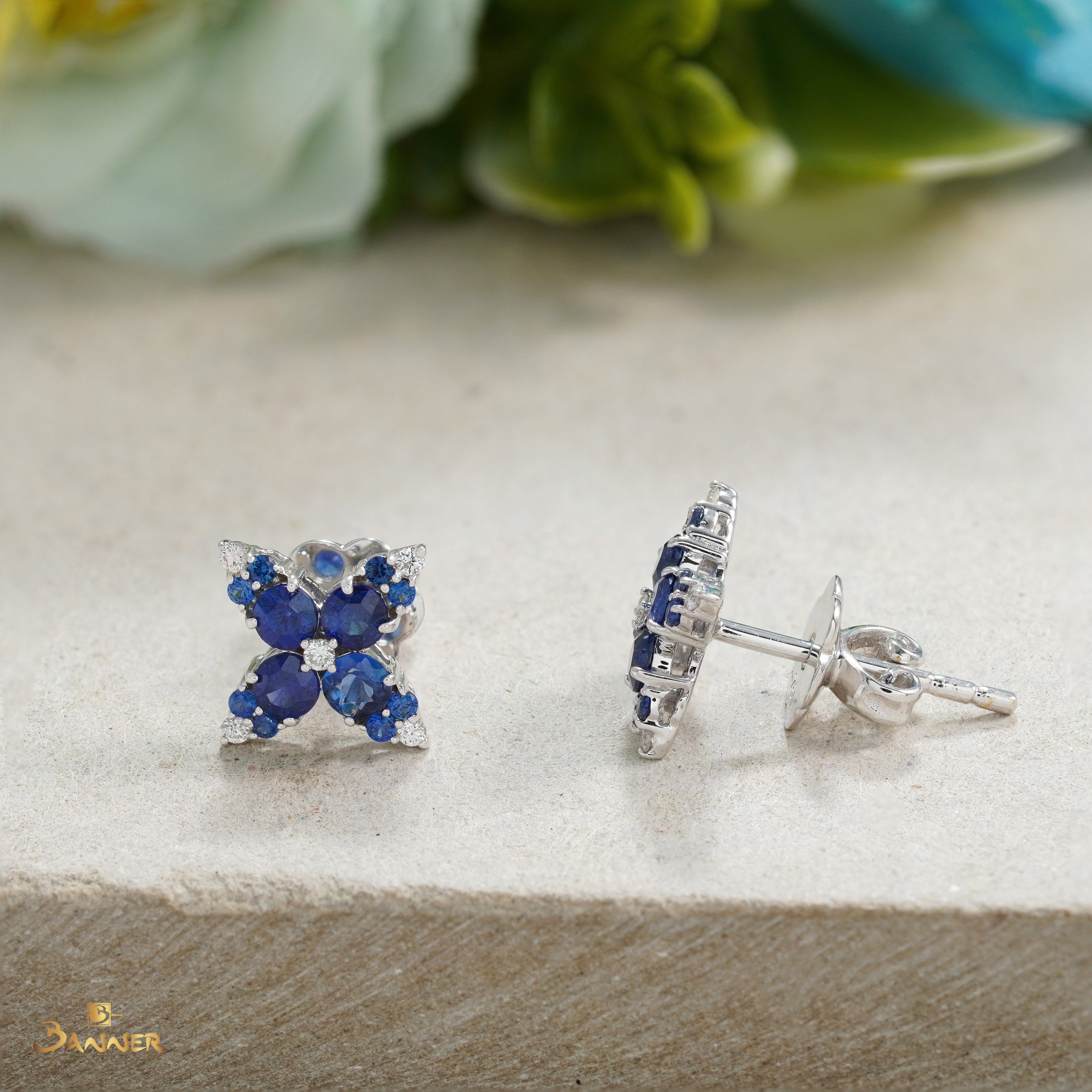 Sapphire and Diamond Monarch Earrings