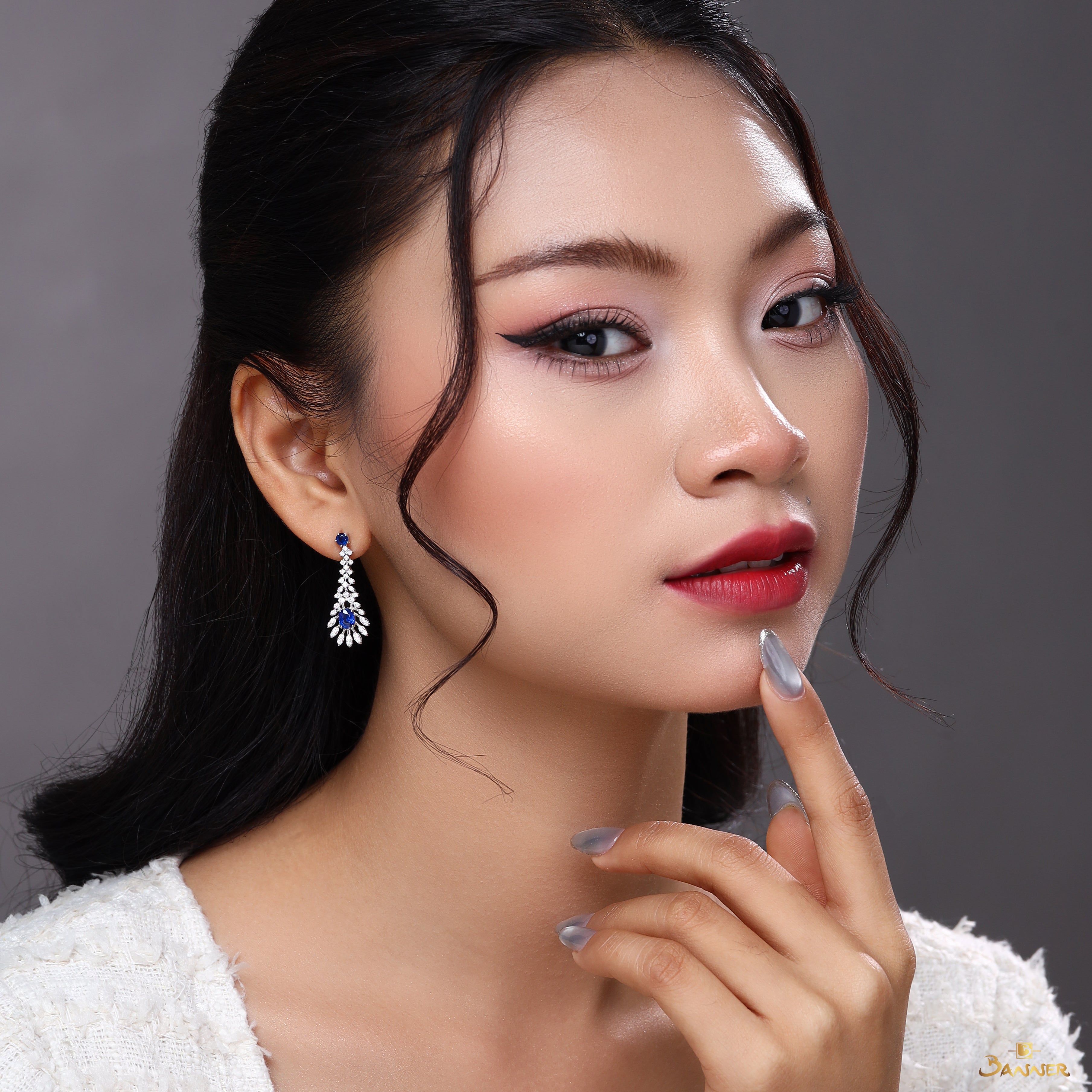 Sapphire and Diamond Earrings
