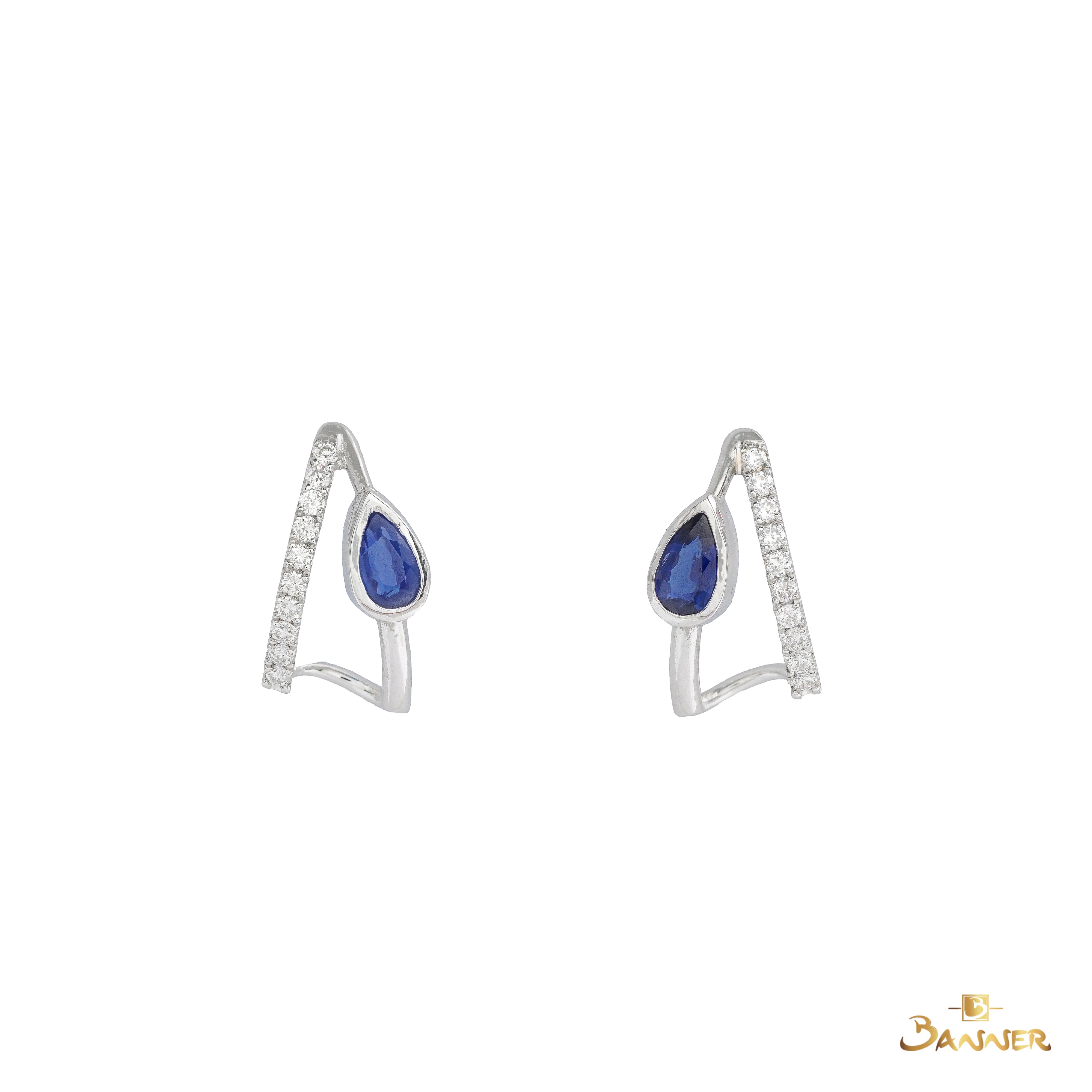Sapphire and Diamond Drop Petite Earrings