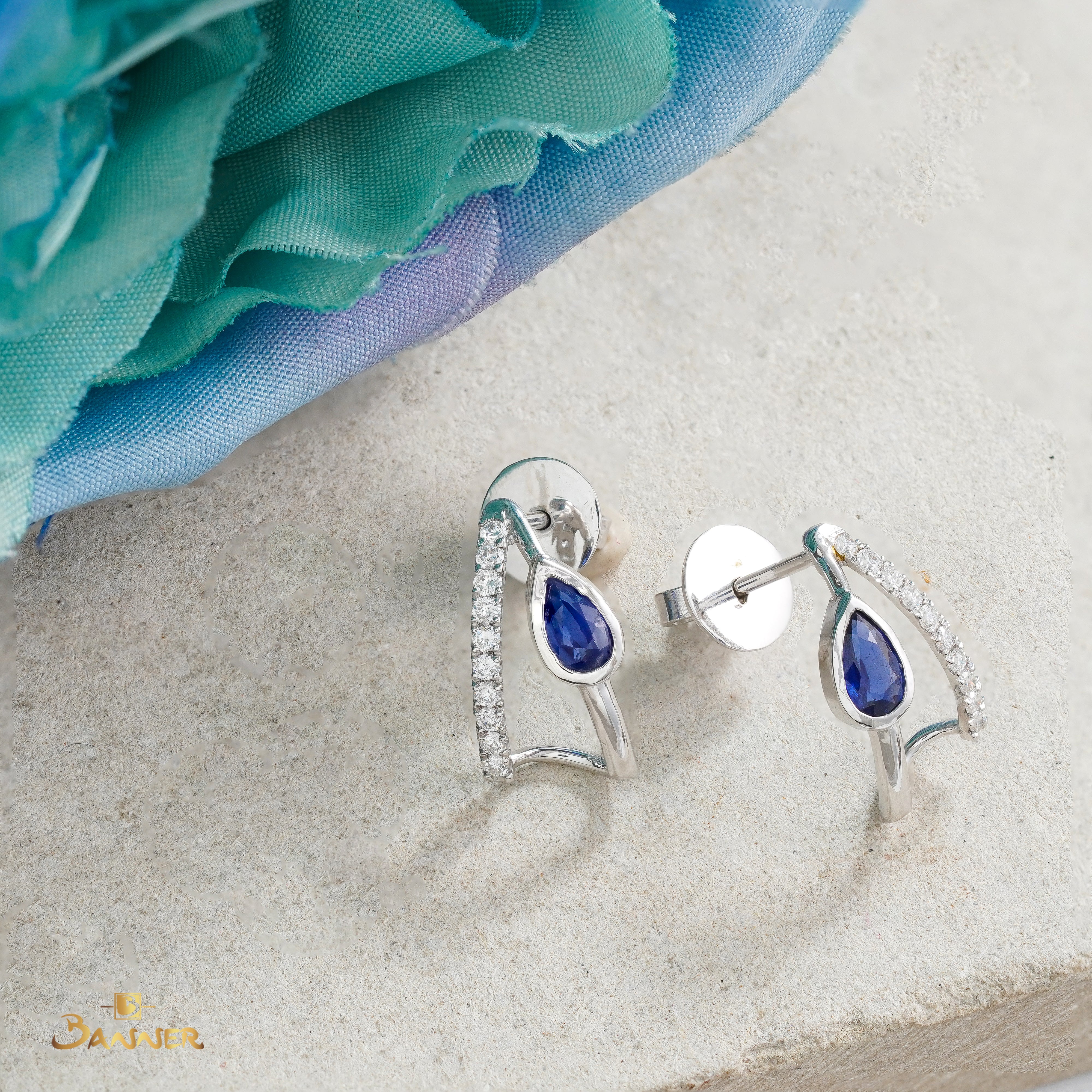 Sapphire and Diamond Drop Petite Earrings