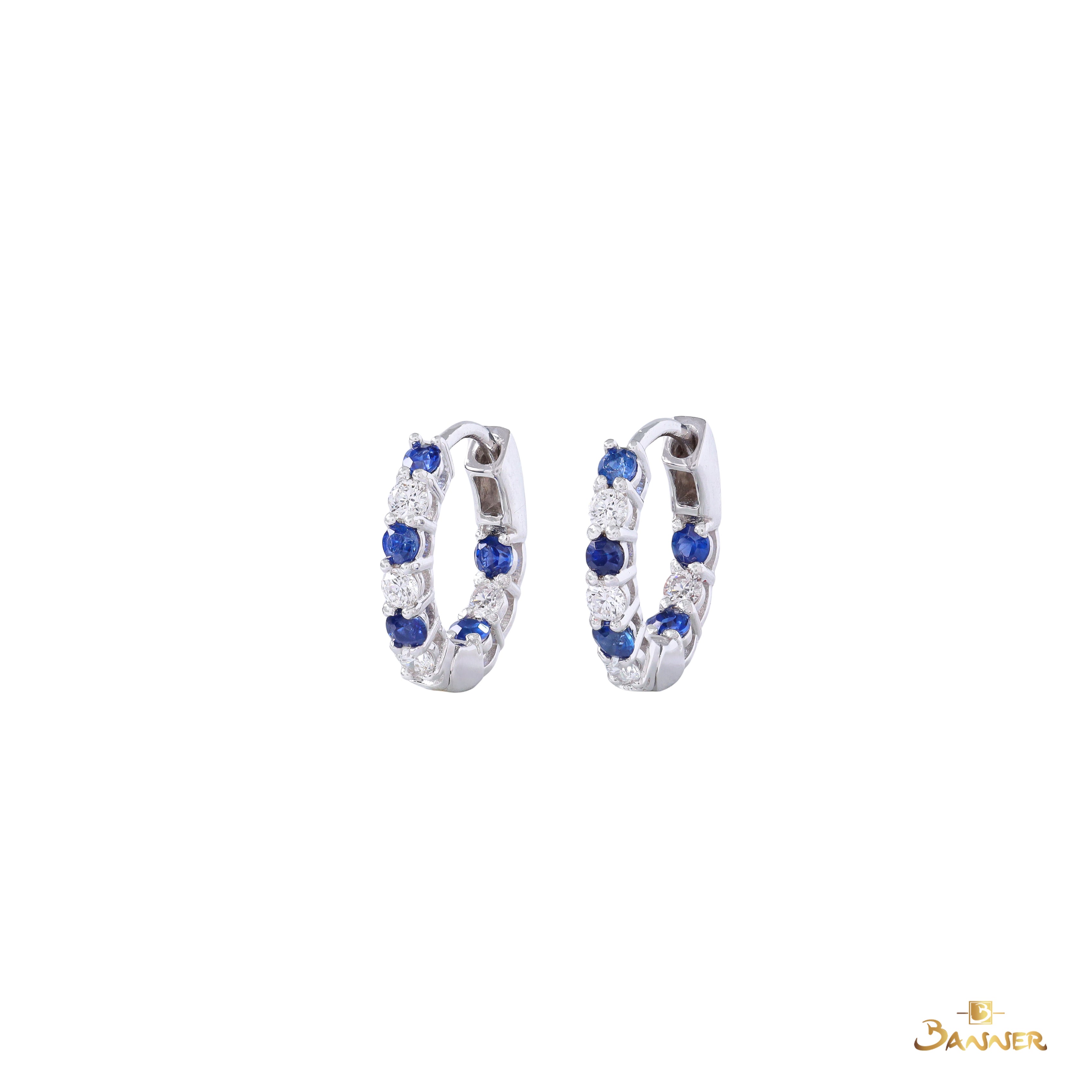Sapphire and Diamond Huggie Earrings