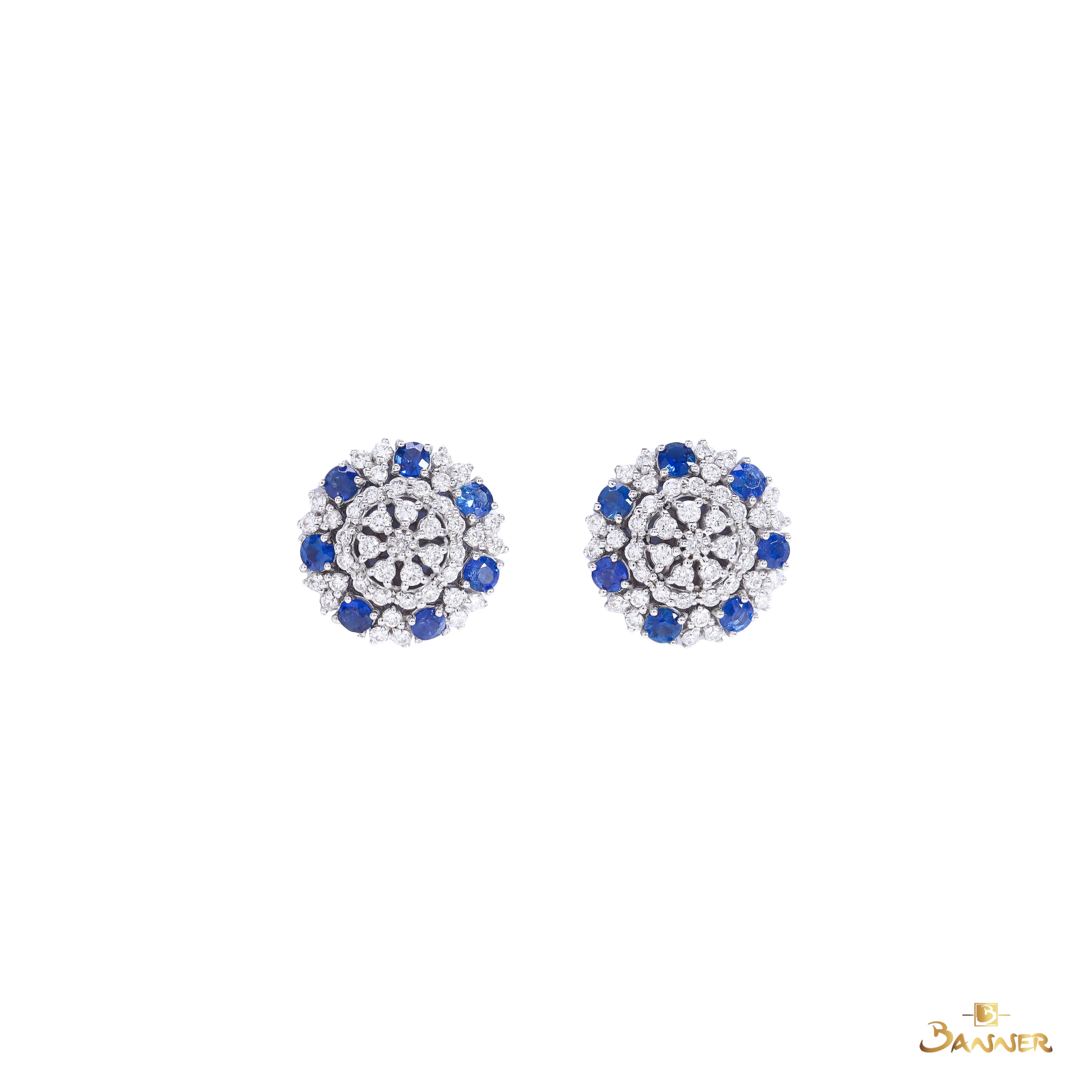 Sapphire and Diamond Blossom 2-way Earrings
