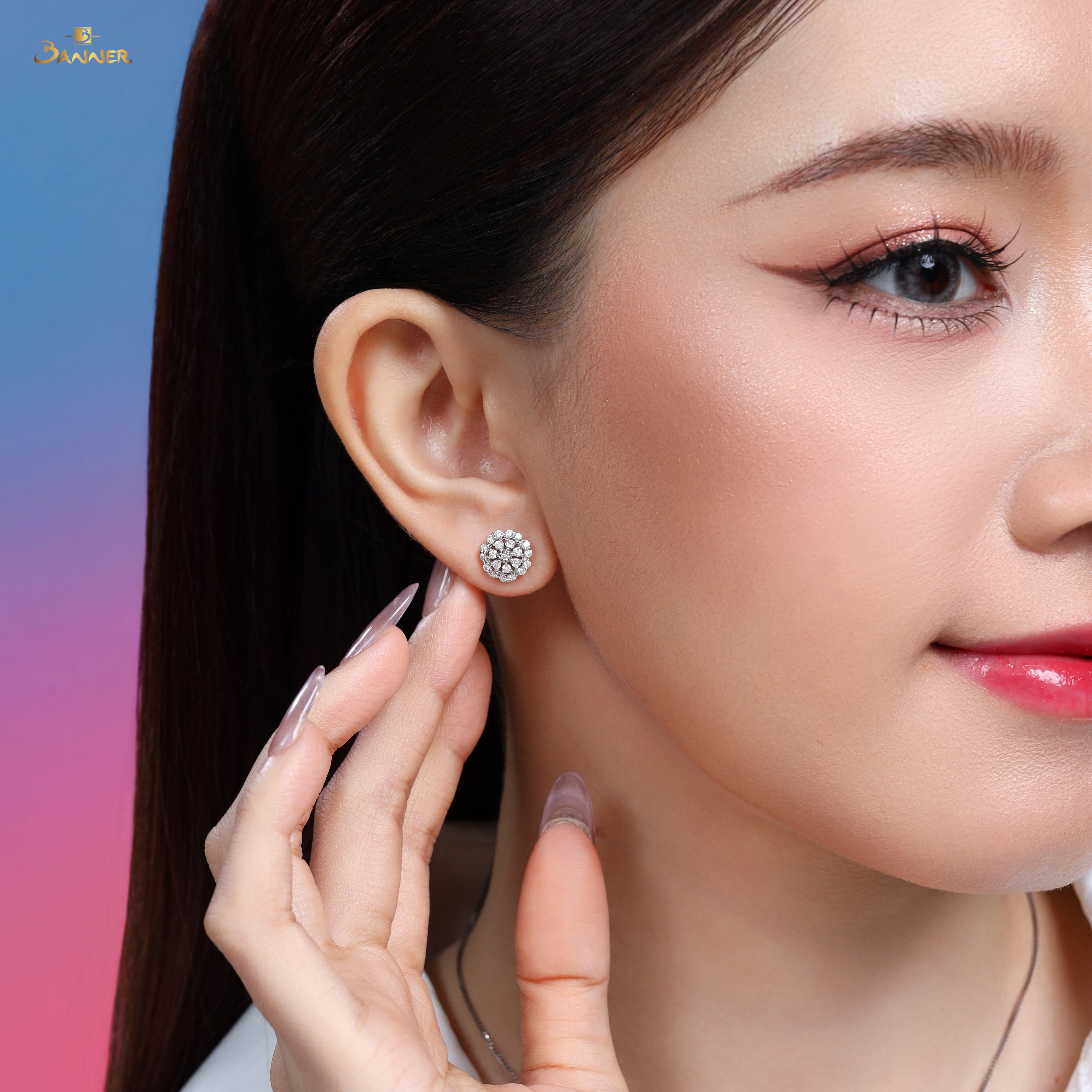 Sapphire and Diamond Blossom 2-way Earrings