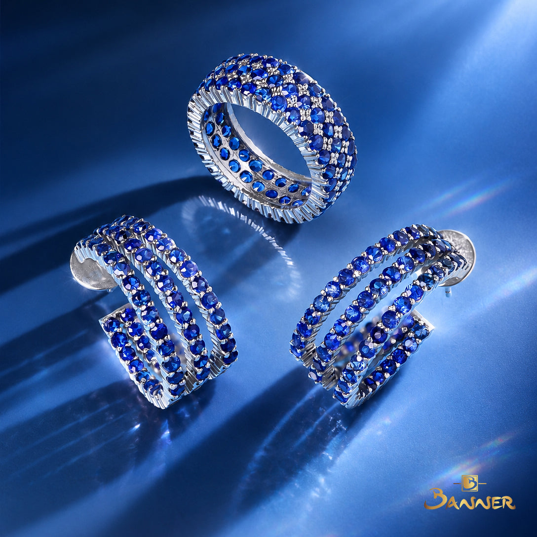 Sapphire Triple Hoop Earrings