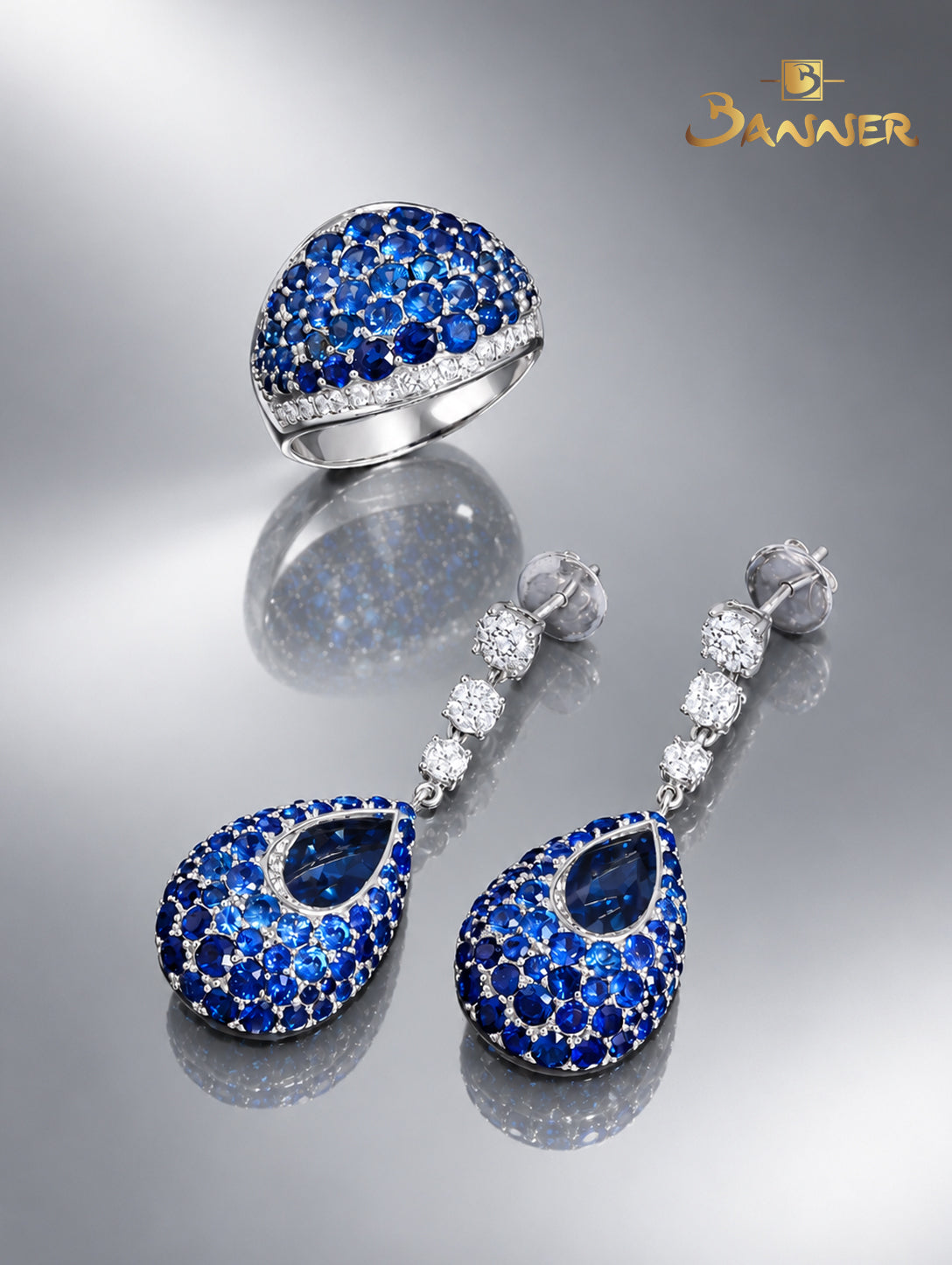 Sapphire and Diamond Gradient Earrings