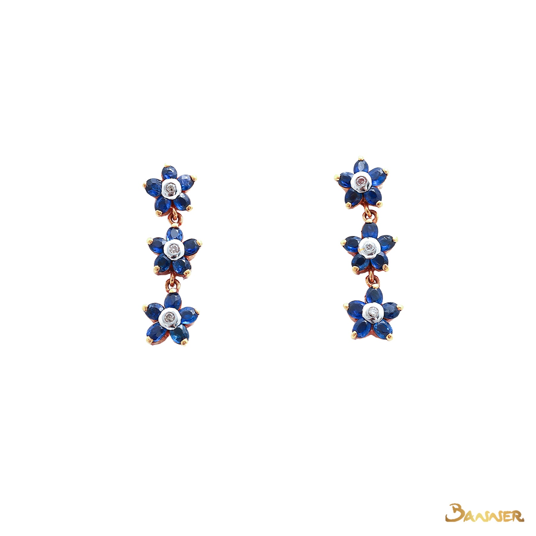 Sapphire and Diamond Pan-Tone-Sint Earrings